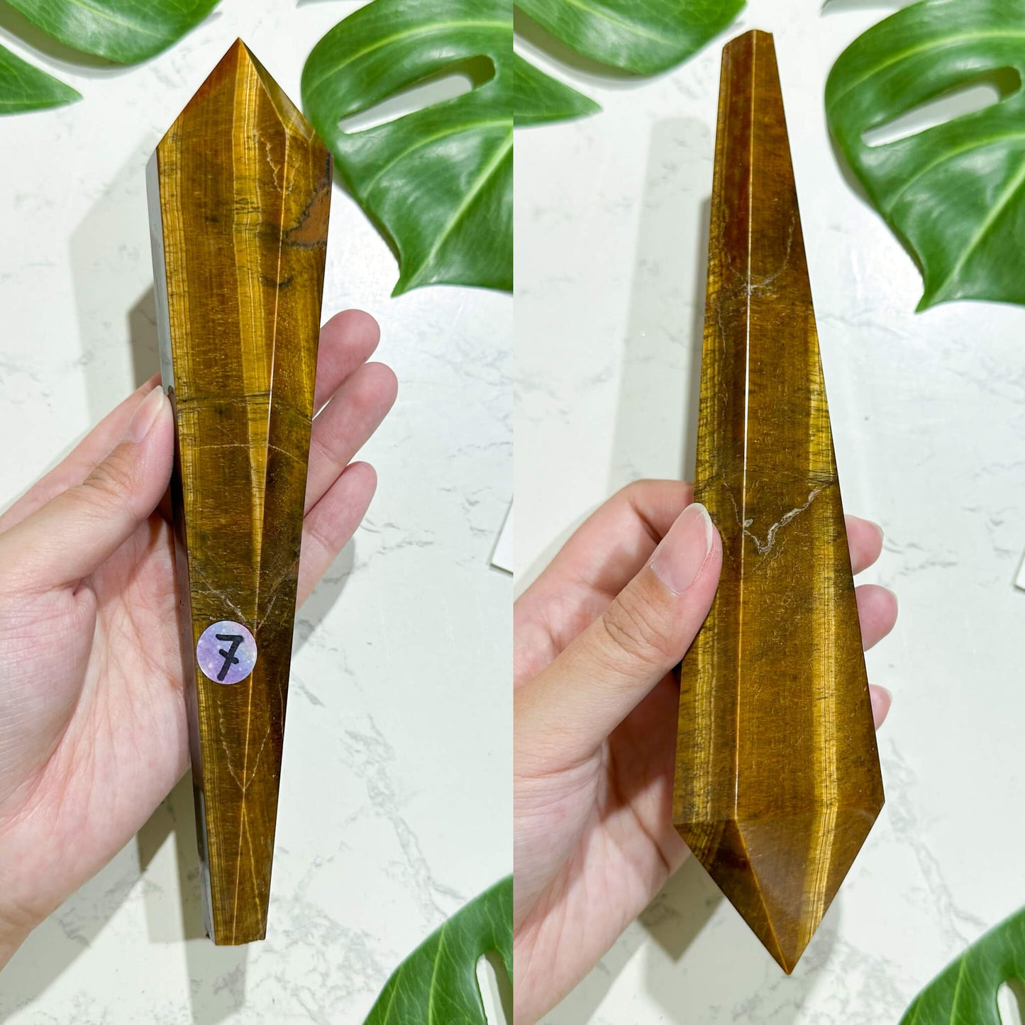 Natural Tiger's Eye Jasper Wand/Tiger's Eye Jasper Point Wand/Crystal Gemstone Jasper Wand Handle/Crystal Stem/Solar Plexus Chakra Healing