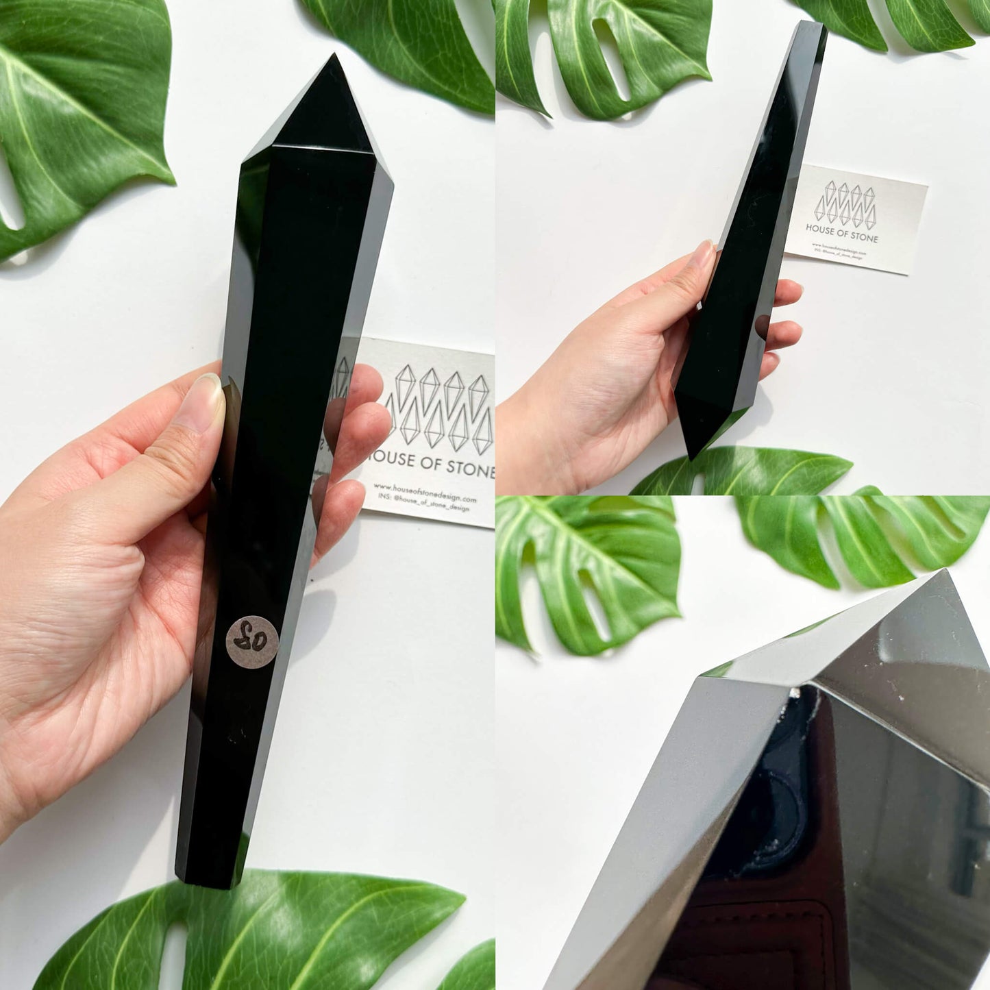 Natural Black Obsidian Wand/High Quality Black Obsidian Point Wand/Crystal Gemstone Obsidian Wand Handle/Obsidian Stem/Root Chakra Healing/AAA