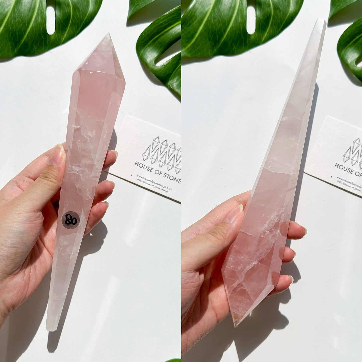 Natural Rose Quartz Wand/Rose Quartz Crystal Point Wand/Rose Quartz Crystal Handle/Rose Quartz Stem/Wedding Bouquet Handle/Heart Chakra Healing/AAA