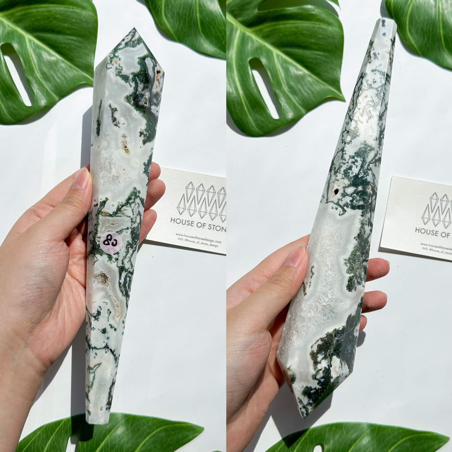 Natural Moss Agate Wand/Druzy Moss Agate Crystal Point Wand/Moss Agate Crystal Handle/Moss Agate Stem/Wedding Bouquet Handle/Heart Chakra Healing/AAA