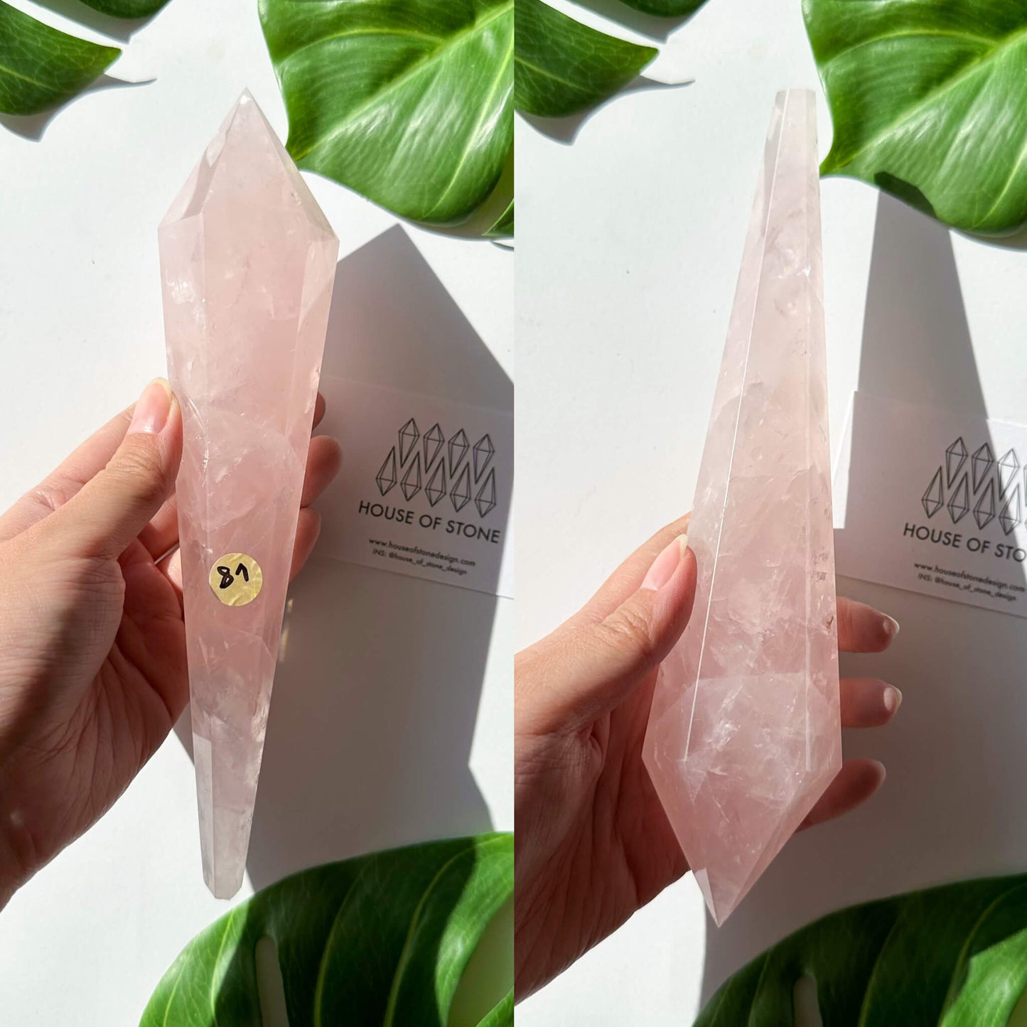 Natural Rose Quartz Wand/Rose Quartz Crystal Point Wand/Rose Quartz Crystal Handle/Rose Quartz Stem/Wedding Bouquet Handle/Heart Chakra Healing/AAA