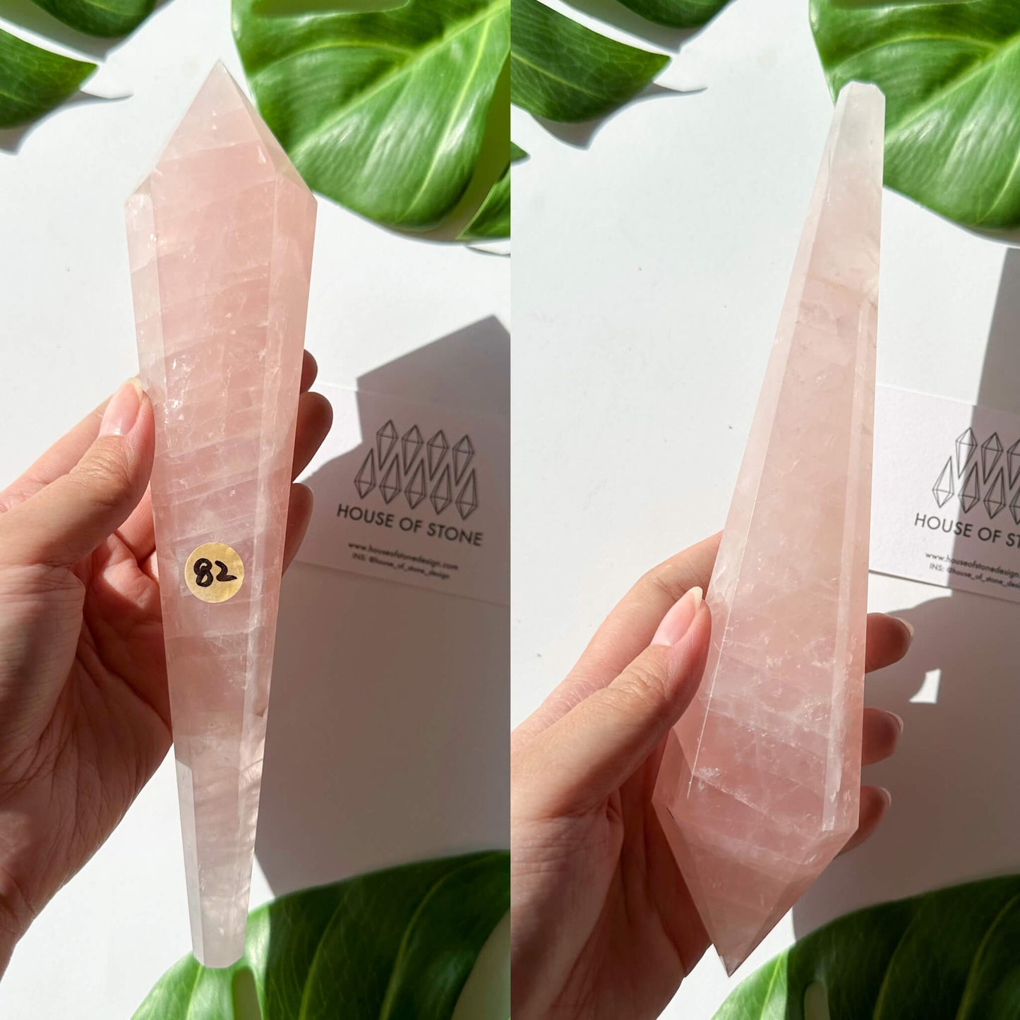 Natural Rose Quartz Wand/Rose Quartz Crystal Point Wand/Rose Quartz Crystal Handle/Rose Quartz Stem/Wedding Bouquet Handle/Heart Chakra Healing/AAA