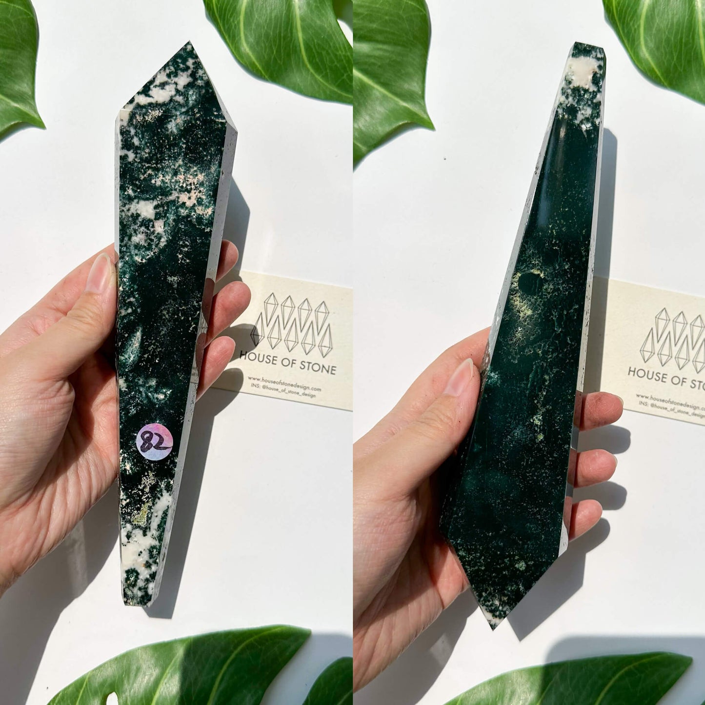 Natural Moss Agate Wand/Druzy Moss Agate Crystal Point Wand/Moss Agate Crystal Handle/Moss Agate Stem/Wedding Bouquet Handle/Heart Chakra Healing/AAA