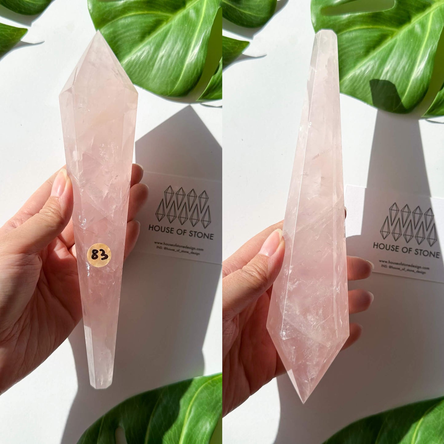 Natural Rose Quartz Wand/Rose Quartz Crystal Point Wand/Rose Quartz Crystal Handle/Rose Quartz Stem/Wedding Bouquet Handle/Heart Chakra Healing/AAA