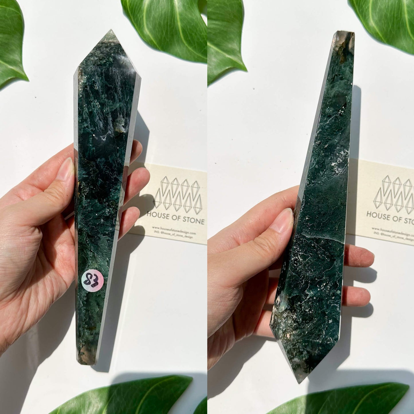 Natural Moss Agate Wand/Druzy Moss Agate Crystal Point Wand/Moss Agate Crystal Handle/Moss Agate Stem/Wedding Bouquet Handle/Heart Chakra Healing/AAA