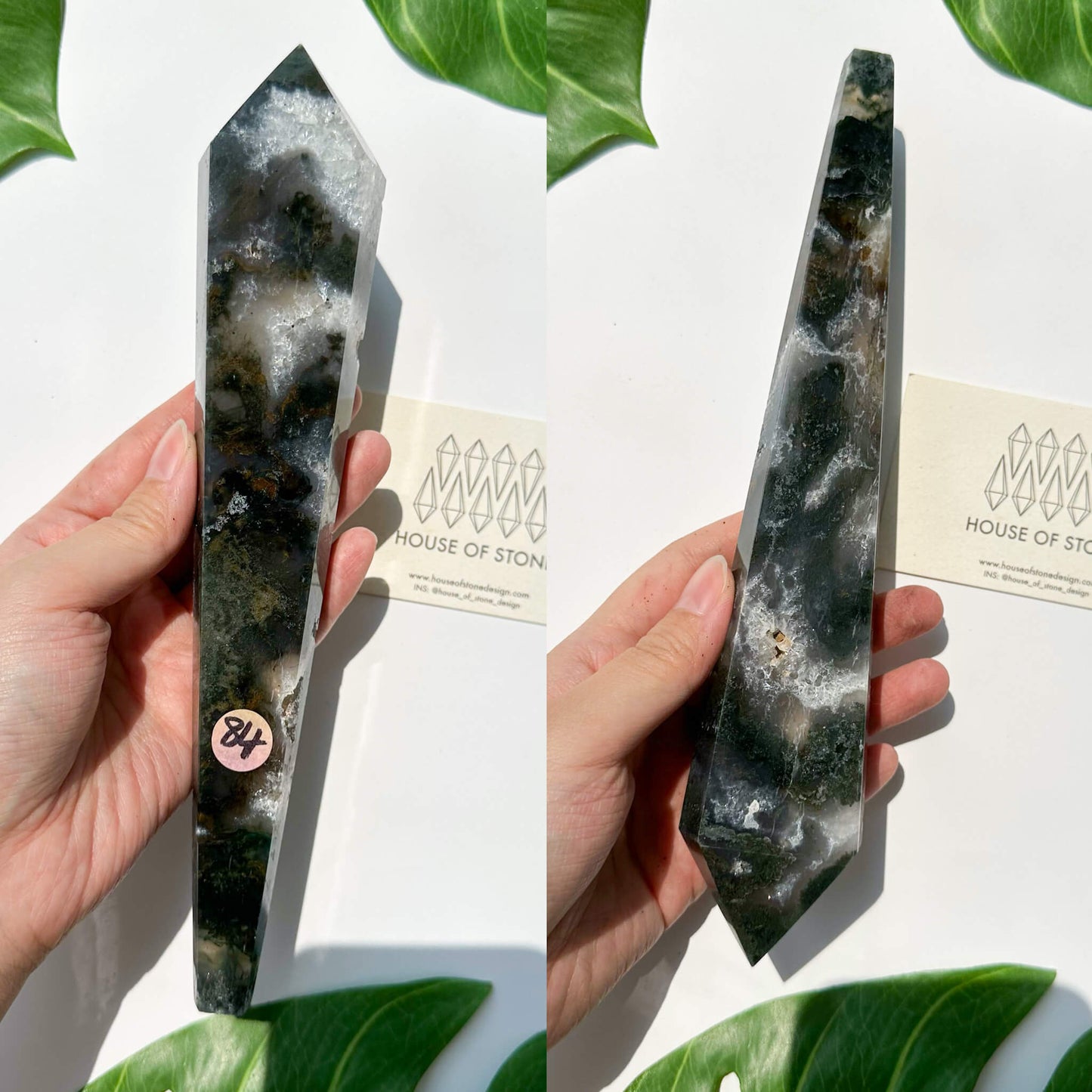 Natural Moss Agate Wand/Druzy Moss Agate Crystal Point Wand/Moss Agate Crystal Handle/Moss Agate Stem/Wedding Bouquet Handle/Heart Chakra Healing/AAA