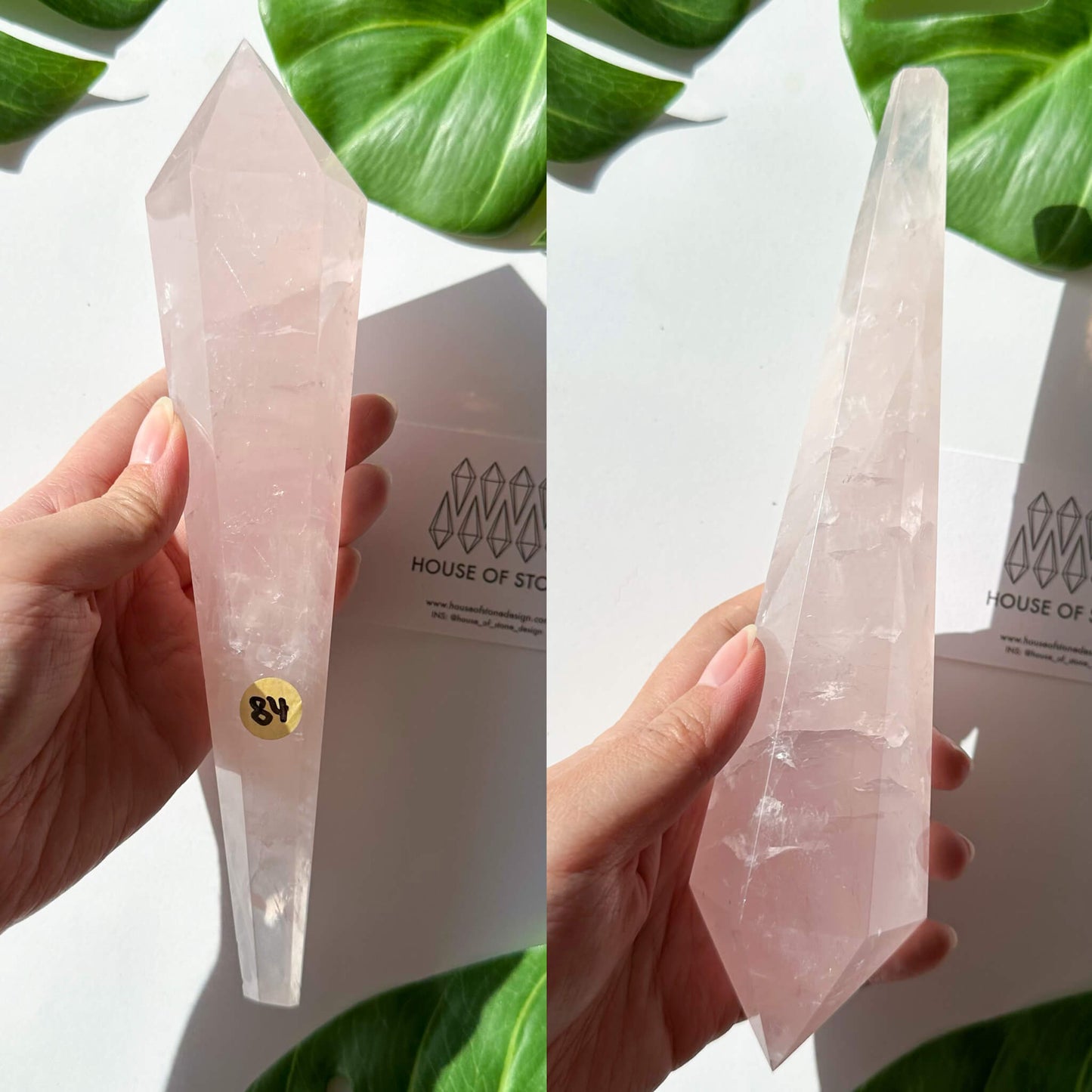 Natural Rose Quartz Wand/Rose Quartz Crystal Point Wand/Rose Quartz Crystal Handle/Rose Quartz Stem/Wedding Bouquet Handle/Heart Chakra Healing/AAA