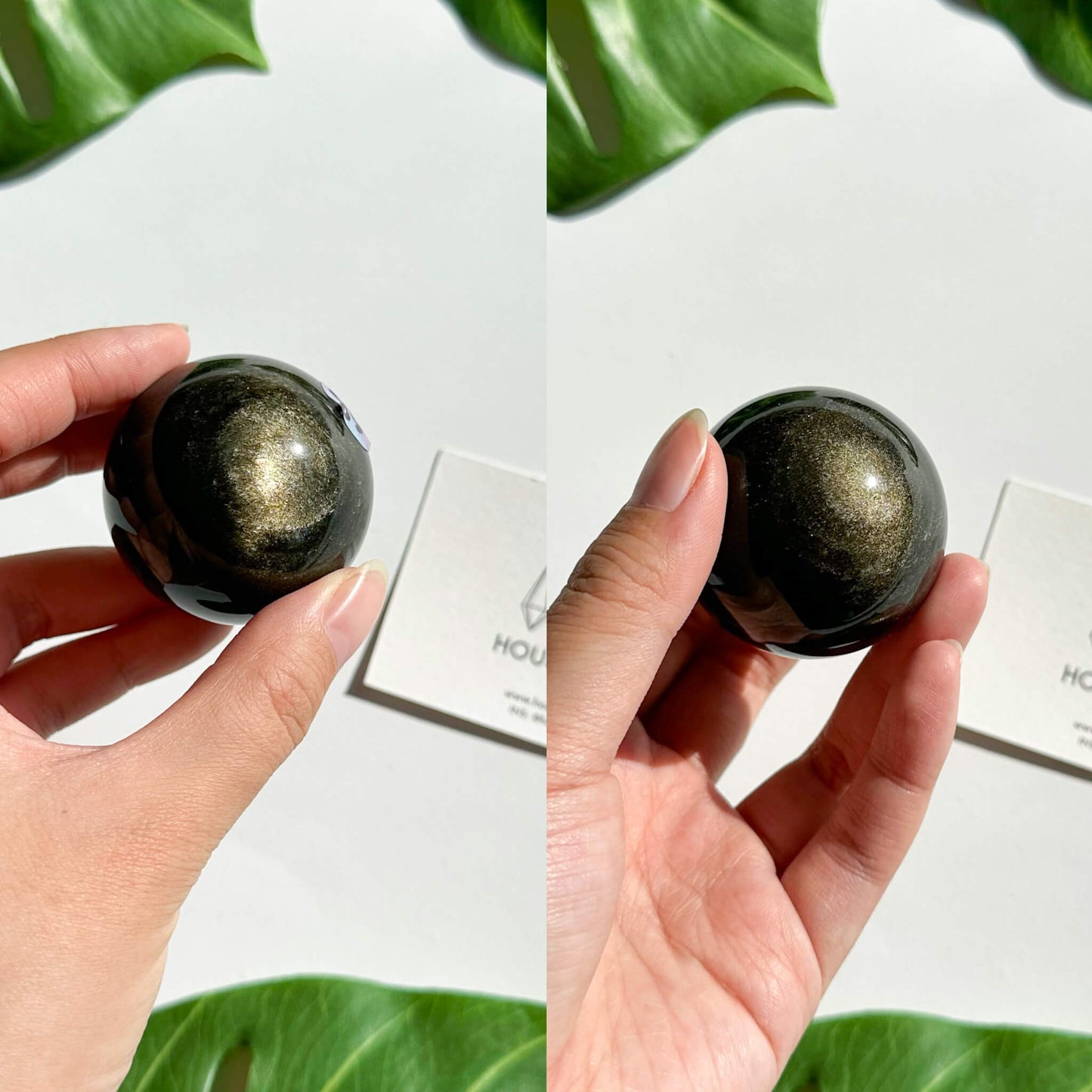 Natural Rare Gold Sheen Obsidian/Large Gold Obsidian Sphere/AAA