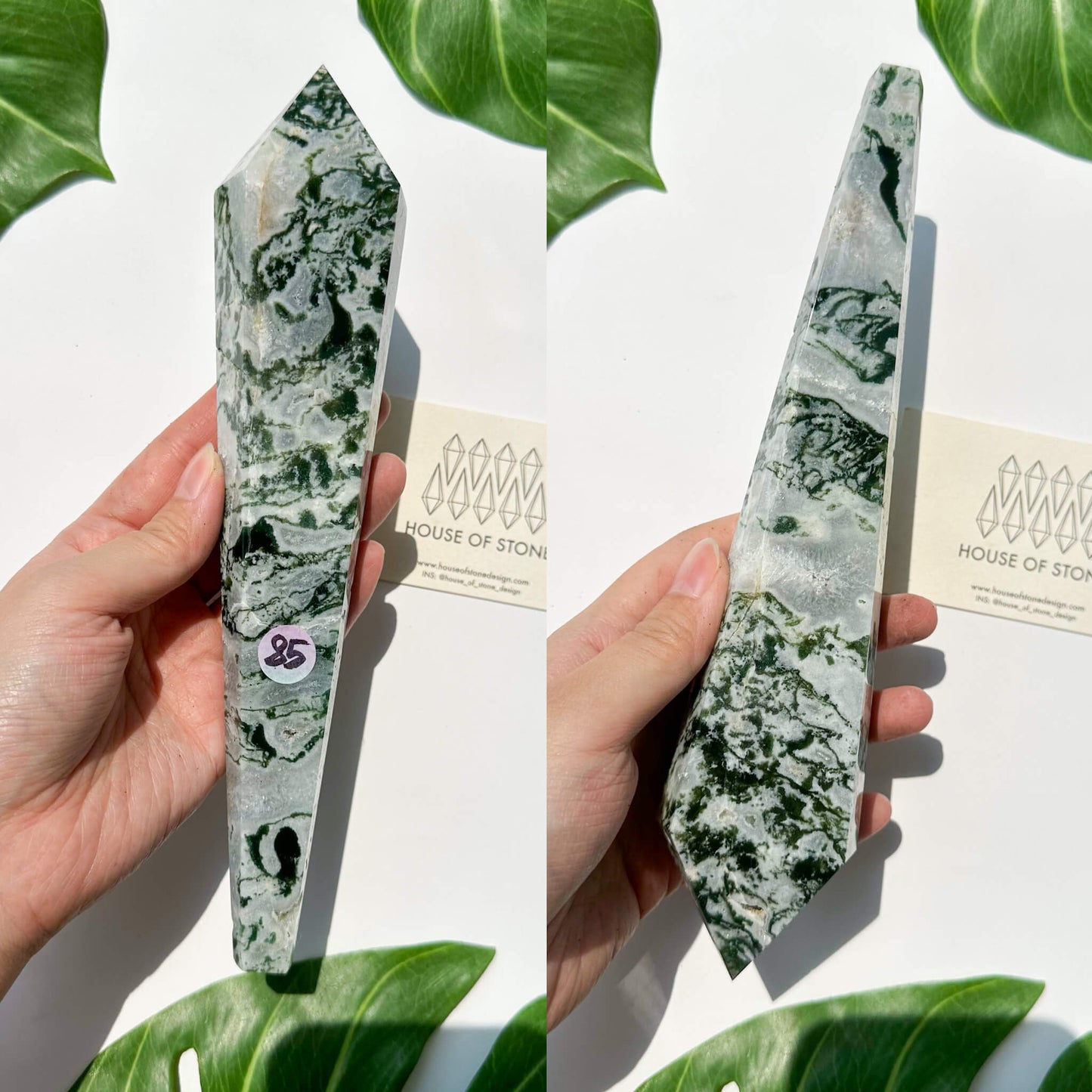 Natural Moss Agate Wand/Druzy Moss Agate Crystal Point Wand/Moss Agate Crystal Handle/Moss Agate Stem/Wedding Bouquet Handle/Heart Chakra Healing/AAA