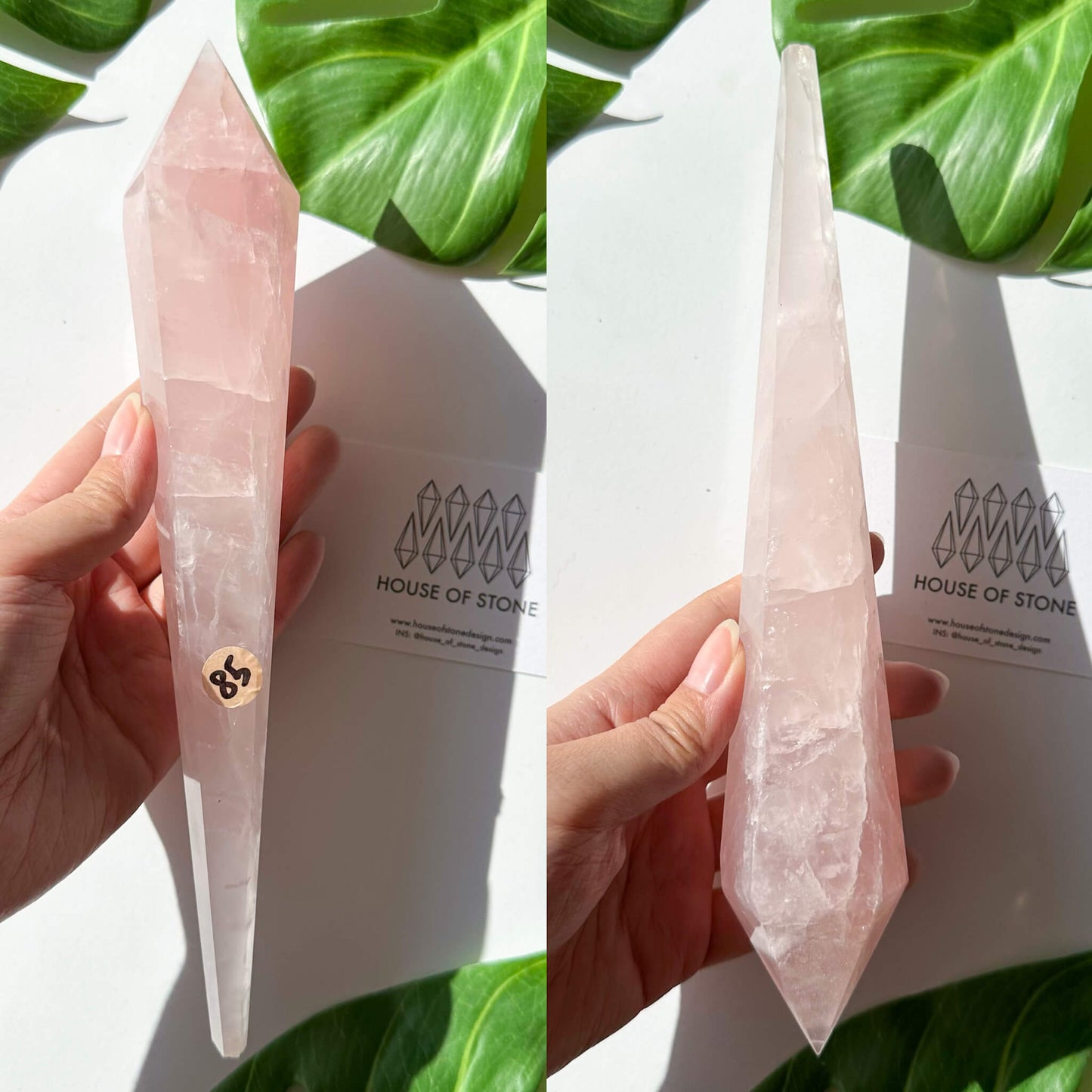 Natural Rose Quartz Wand/Rose Quartz Crystal Point Wand/Rose Quartz Crystal Handle/Rose Quartz Stem/Wedding Bouquet Handle/Heart Chakra Healing/AAA