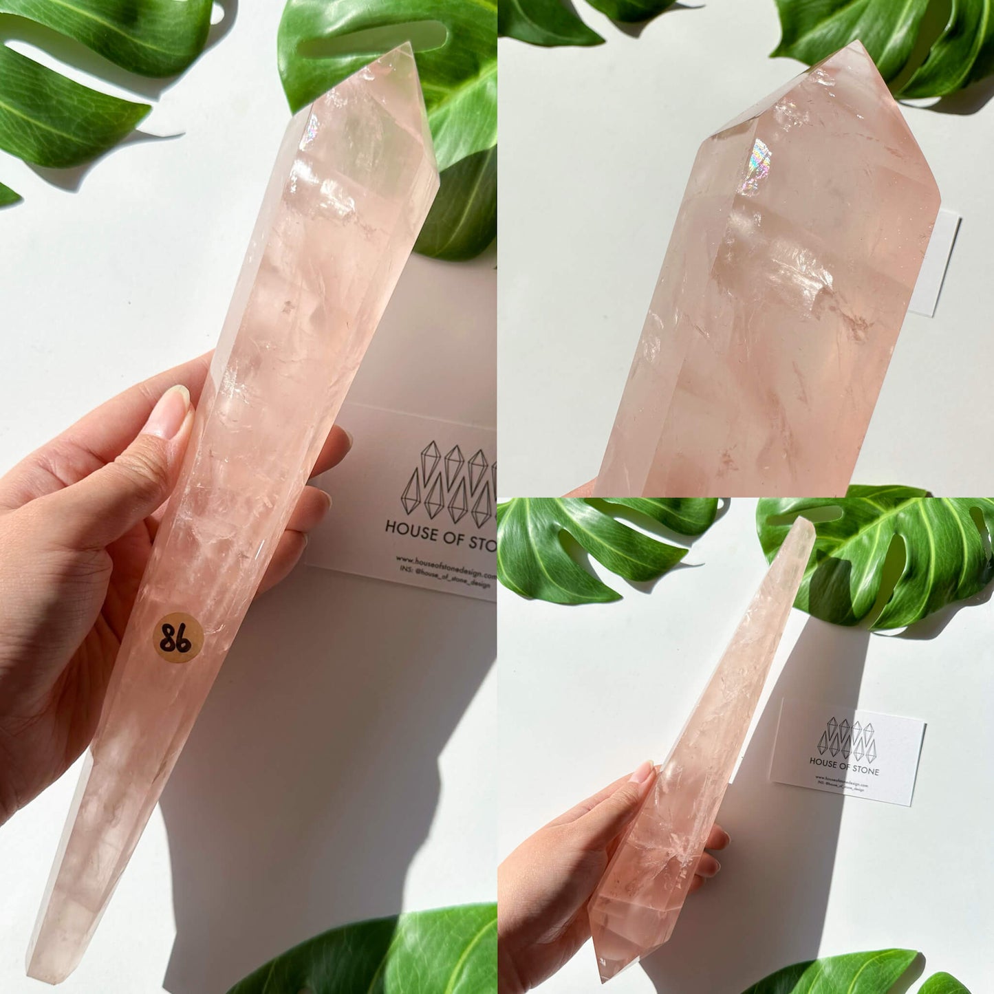 Natural Rose Quartz Wand/Rose Quartz Crystal Point Wand/Rose Quartz Crystal Handle/Rose Quartz Stem/Wedding Bouquet Handle/Heart Chakra Healing/AAA