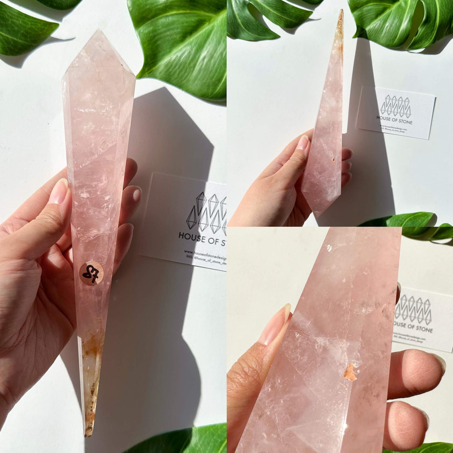 Natural Rose Quartz Wand/Rose Quartz Crystal Point Wand/Rose Quartz Crystal Handle/Rose Quartz Stem/Wedding Bouquet Handle/Heart Chakra Healing/AAA