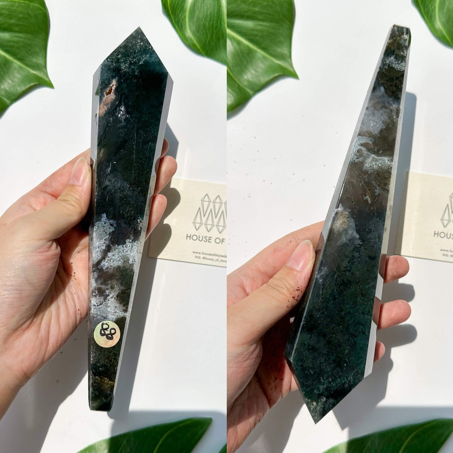 Natural Moss Agate Wand/Druzy Moss Agate Crystal Point Wand/Moss Agate Crystal Handle/Moss Agate Stem/Wedding Bouquet Handle/Heart Chakra Healing/AAA