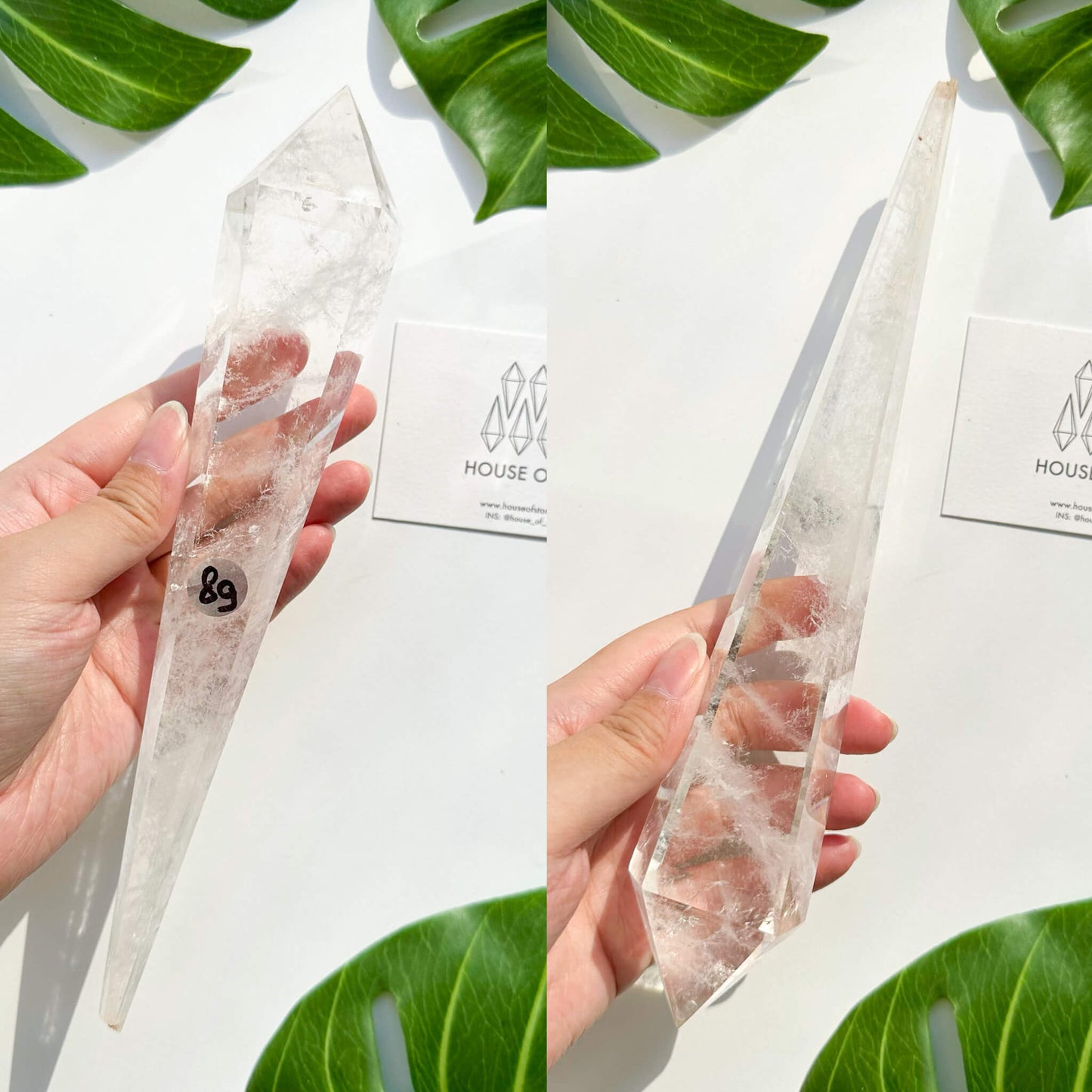 Natural Clear Quartz Point Wand/Clear Quartz Rainbow Crystal Wand/Clear Quartz Handle/Crystal Stem/Crown Chakra Healing/Meditation Tool/AAA