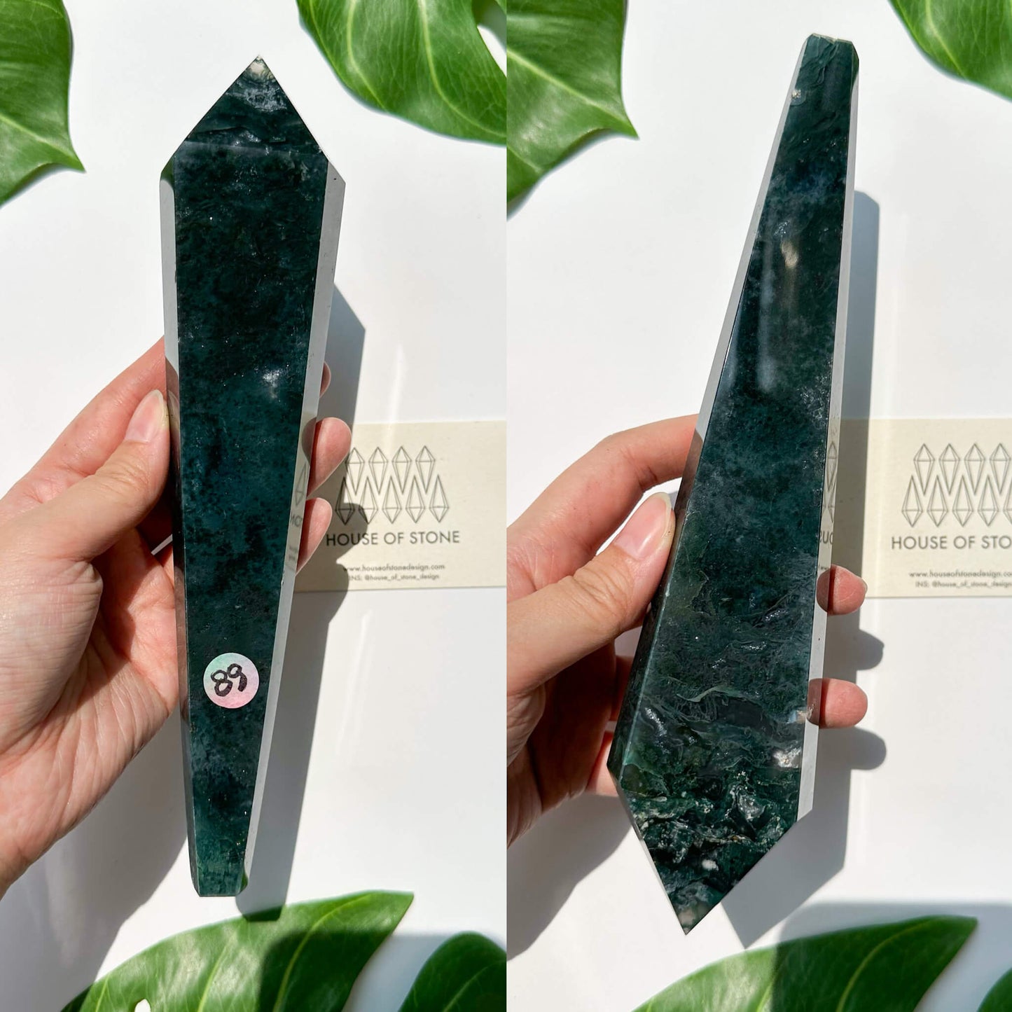 Natural Moss Agate Wand/Druzy Moss Agate Crystal Point Wand/Moss Agate Crystal Handle/Moss Agate Stem/Wedding Bouquet Handle/Heart Chakra Healing/AAA