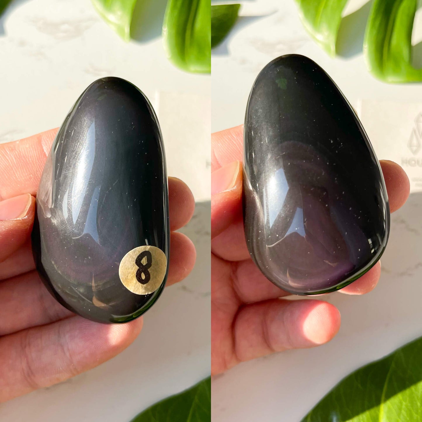 Natural Rainbow Obsidian Palm Stone/Rare Colorful Obsidian Hand Carved Pocket Stone/Large Obsidian Tumbled/Chakra Healing/AAA