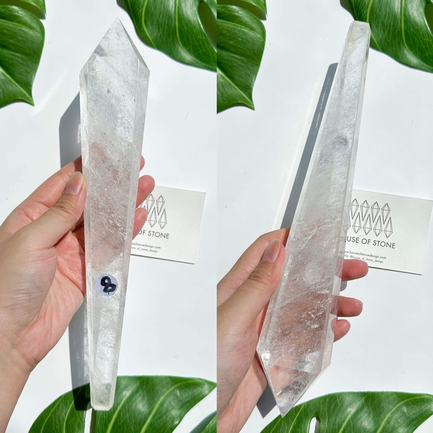 Natural Clear Quartz Point Wand/Clear Quartz Rainbow Crystal Wand/Clear Quartz Handle/Crystal Stem/Crown Chakra Healing/Meditation Tool/AAA