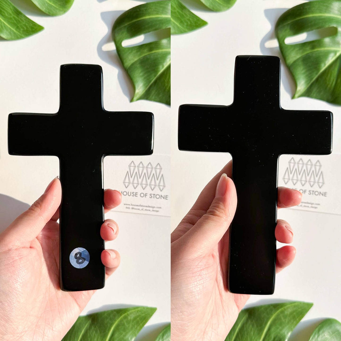 Natural Black Obsidian Cross/Large Hand carved Black Obsidian Cross/Gemstone Obsidian Cross/Crystal Cross/Root Chakra Healing/Altar Tools