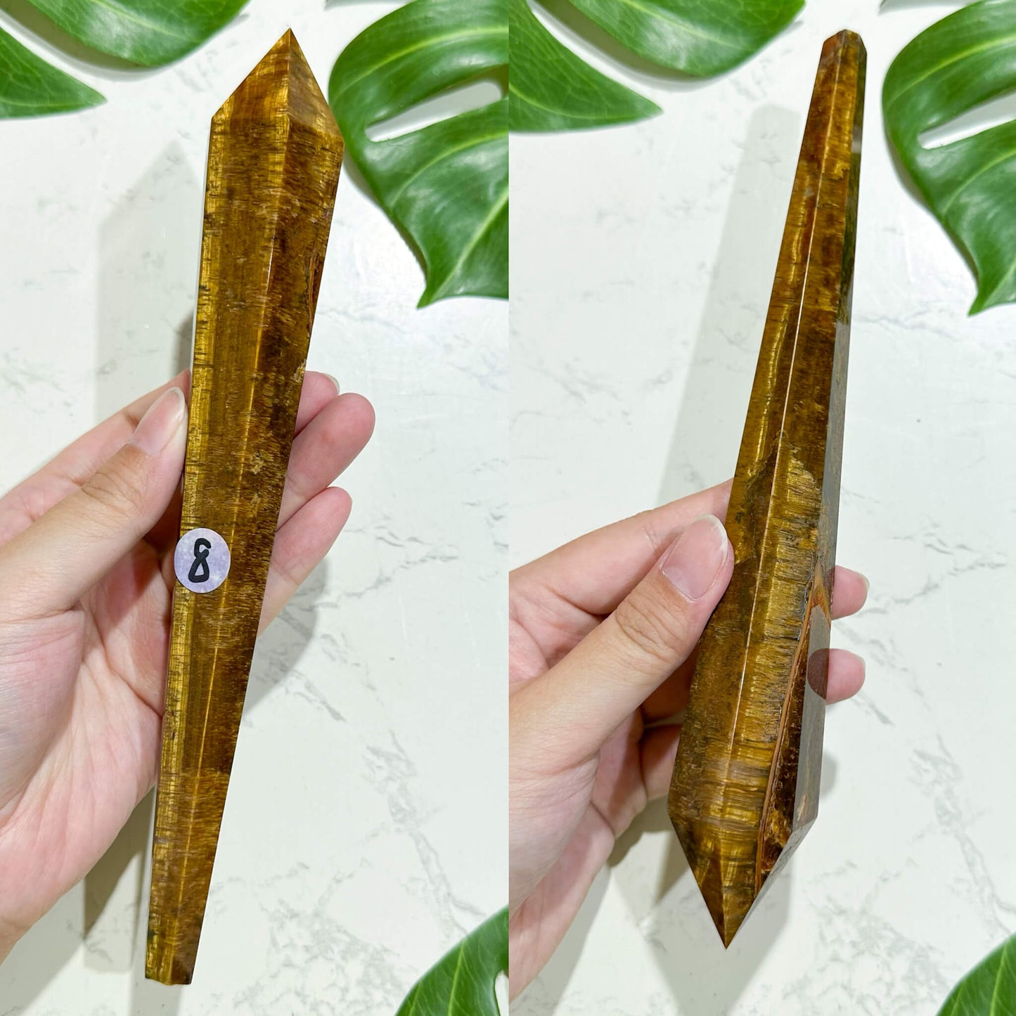 Natural Tiger's Eye Jasper Wand/Tiger's Eye Jasper Point Wand/Crystal Gemstone Jasper Wand Handle/Crystal Stem/Solar Plexus Chakra Healing