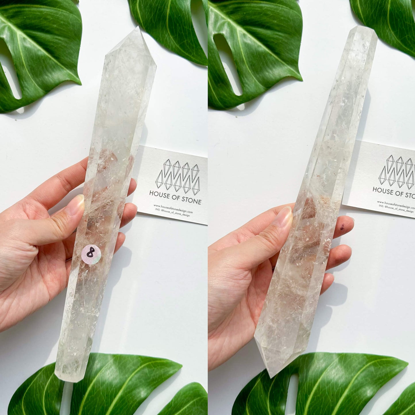 Natural Clear Quartz Point Wand/Clear Quartz Rainbow Crystal Wand/Clear Quartz Handle/Crystal Stem/Crown Chakra Healing/Meditation Tool/AAA