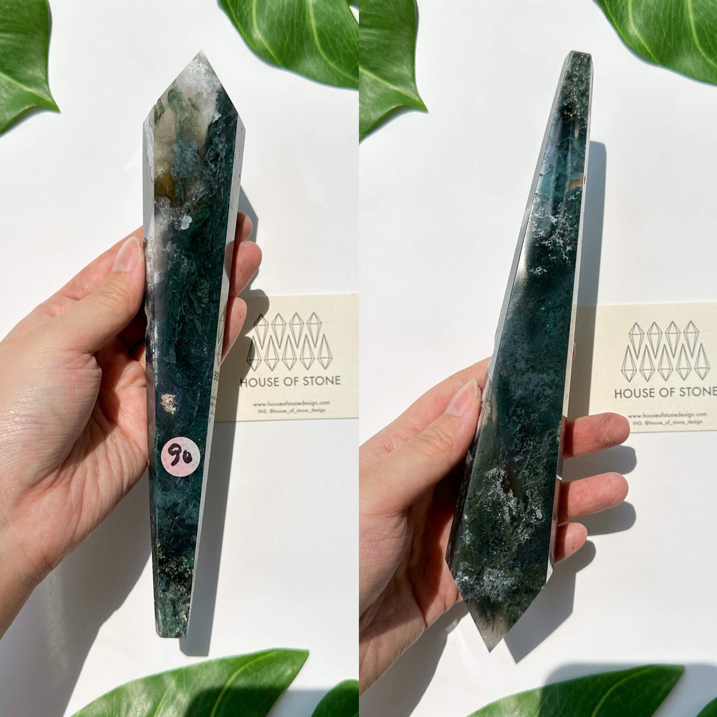 Natural Moss Agate Wand/Druzy Moss Agate Crystal Point Wand/Moss Agate Crystal Handle/Moss Agate Stem/Wedding Bouquet Handle/Heart Chakra Healing/AAA