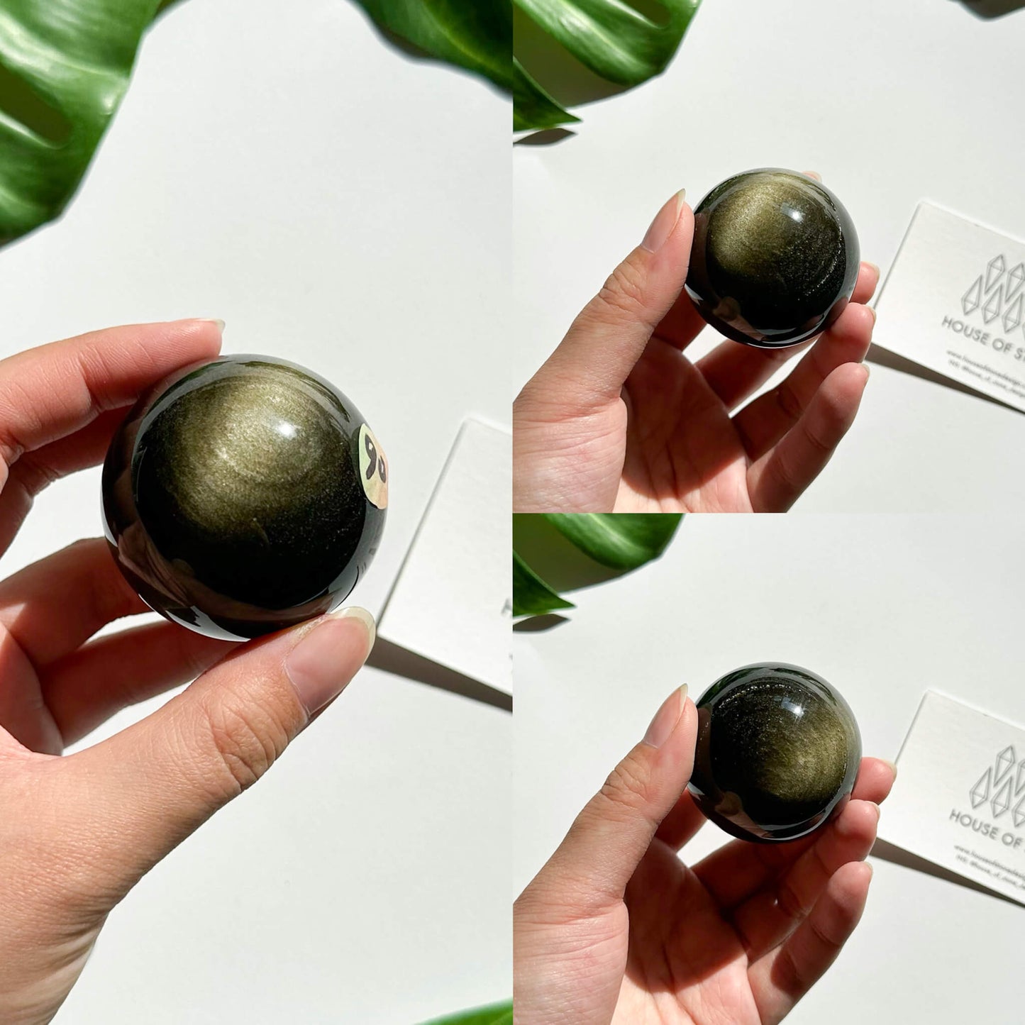 Natural Rare Gold Sheen Obsidian/Large Gold Obsidian Sphere/AAA