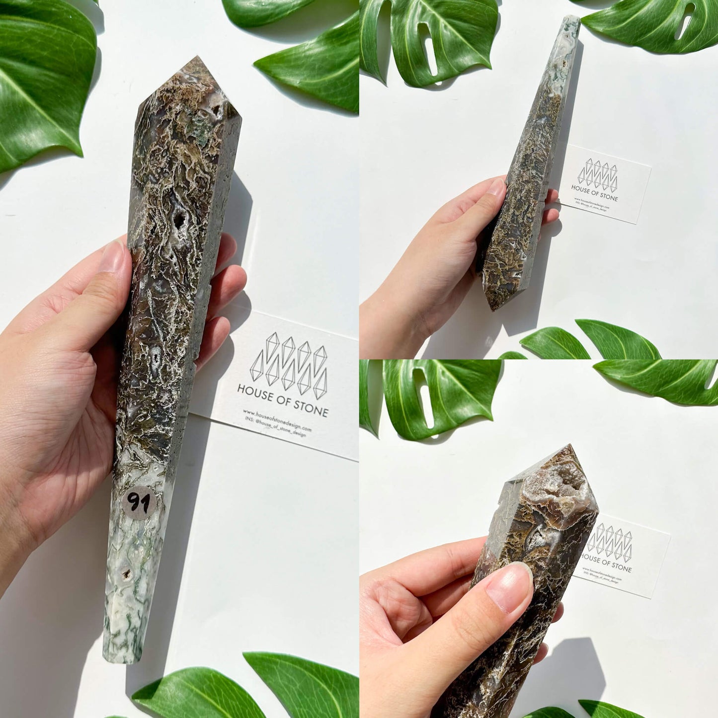 Natural Moss Agate Wand/Druzy Moss Agate Crystal Point Wand/Moss Agate Crystal Handle/Moss Agate Stem/Wedding Bouquet Handle/Heart Chakra Healing/AAA