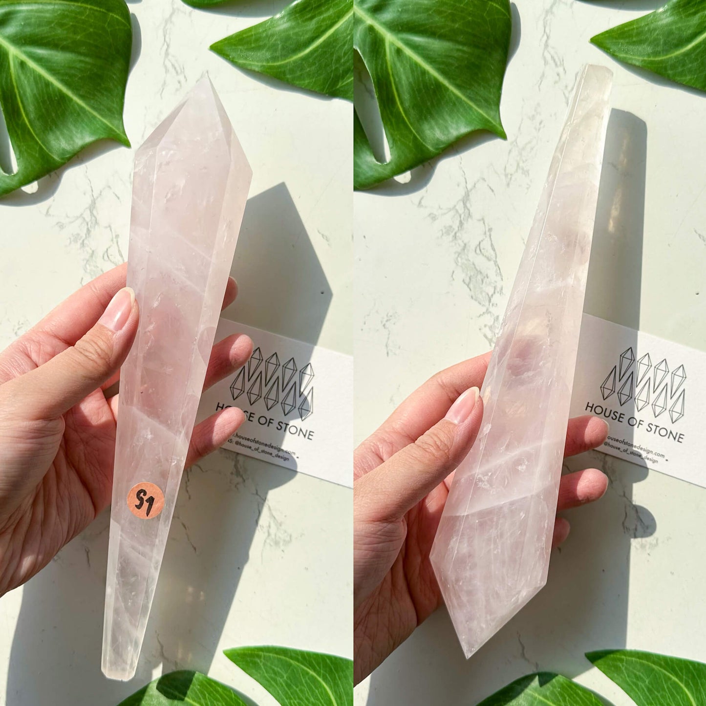 Natural Rose Quartz Wand/Rose Quartz Crystal Point Wand/Rose Quartz Crystal Handle/Rose Quartz Stem/Wedding Bouquet Handle/Heart Chakra Healing/AAA