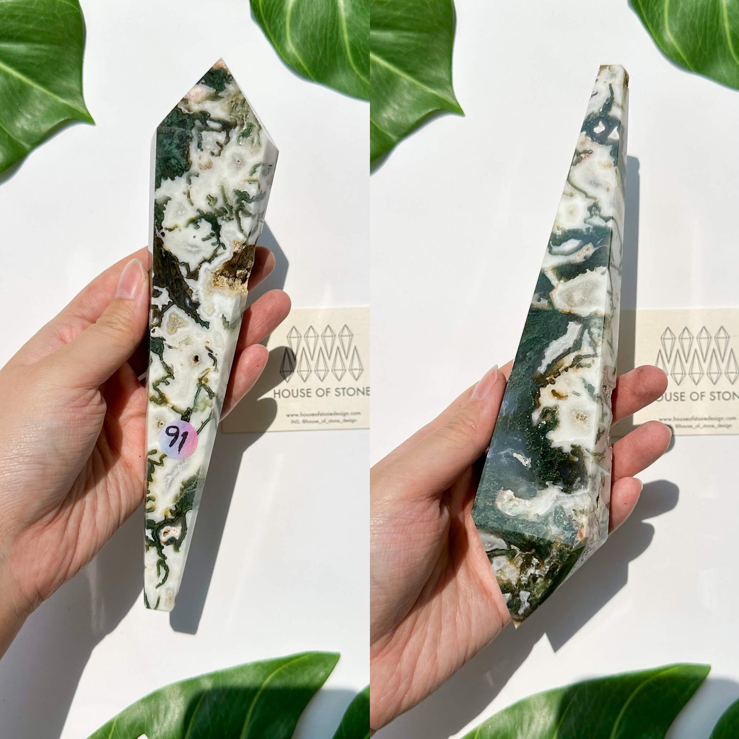 Natural Moss Agate Wand/Druzy Moss Agate Crystal Point Wand/Moss Agate Crystal Handle/Moss Agate Stem/Wedding Bouquet Handle/Heart Chakra Healing/AAA
