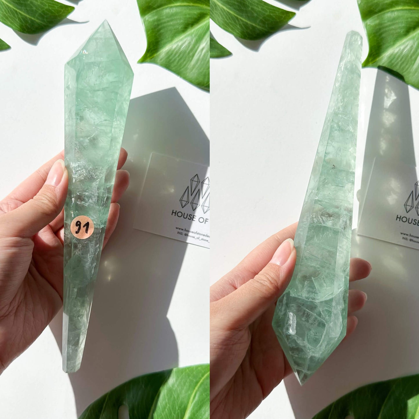 Large Rainbow Fluorite Wand/Natural Rainbow Green Fluorite Wand/Fluorite Point Wand/Crystal Wand/Fluorite Handle/Fluorite Stem/Heart Chakra Healing/AAA