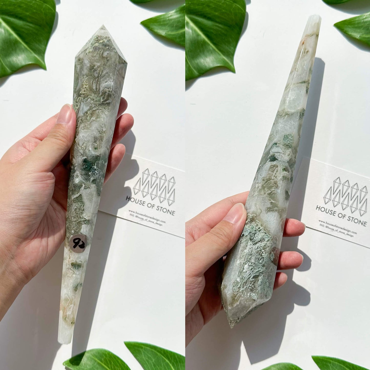 Natural Moss Agate Wand/Druzy Moss Agate Crystal Point Wand/Moss Agate Crystal Handle/Moss Agate Stem/Wedding Bouquet Handle/Heart Chakra Healing/AAA