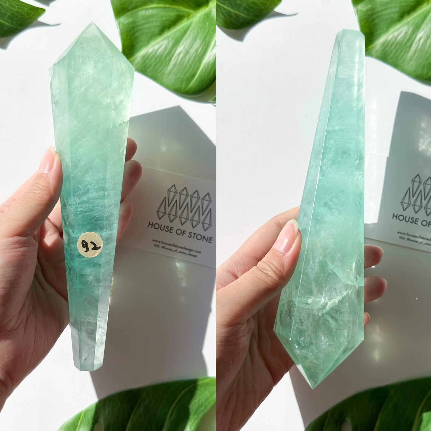 Large Rainbow Fluorite Wand/Natural Rainbow Green Fluorite Wand/Fluorite Point Wand/Crystal Wand/Fluorite Handle/Fluorite Stem/Heart Chakra Healing/AAA