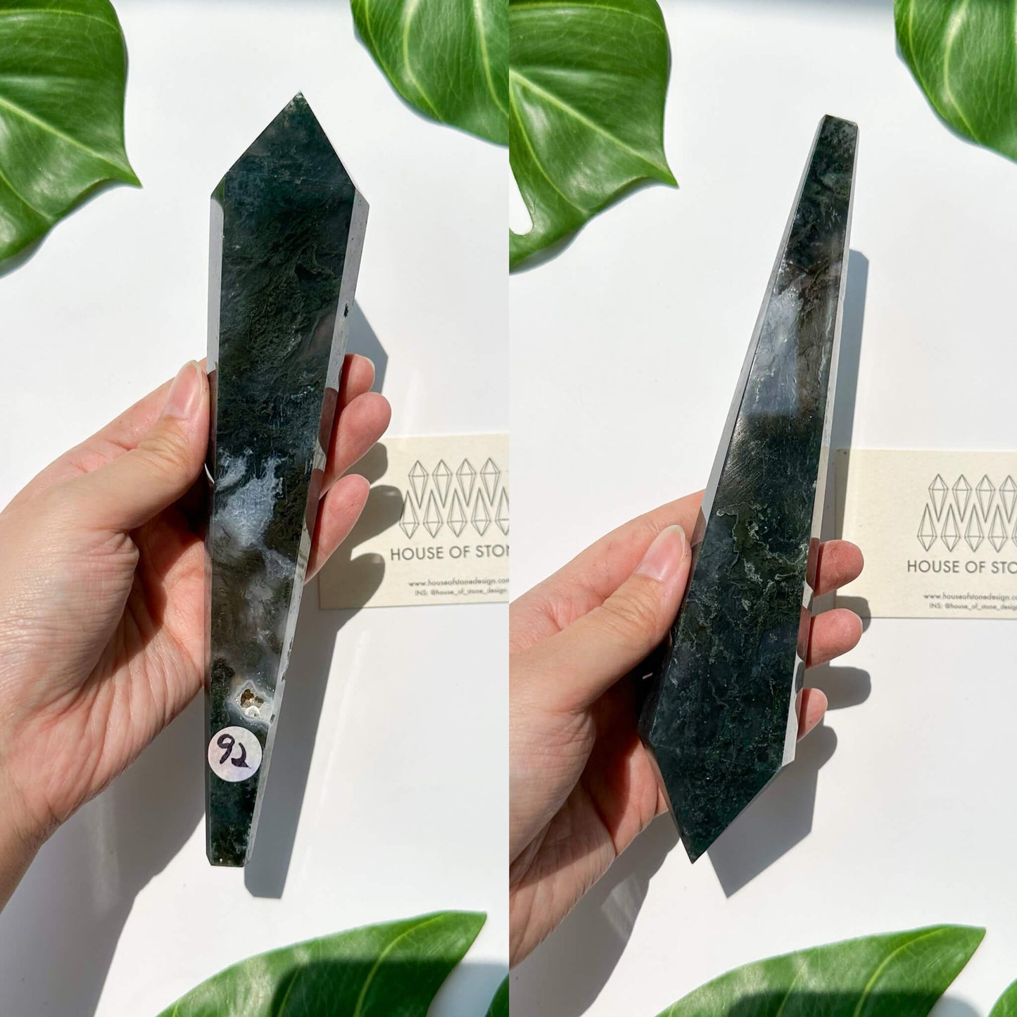 Natural Moss Agate Wand/Druzy Moss Agate Crystal Point Wand/Moss Agate Crystal Handle/Moss Agate Stem/Wedding Bouquet Handle/Heart Chakra Healing/AAA