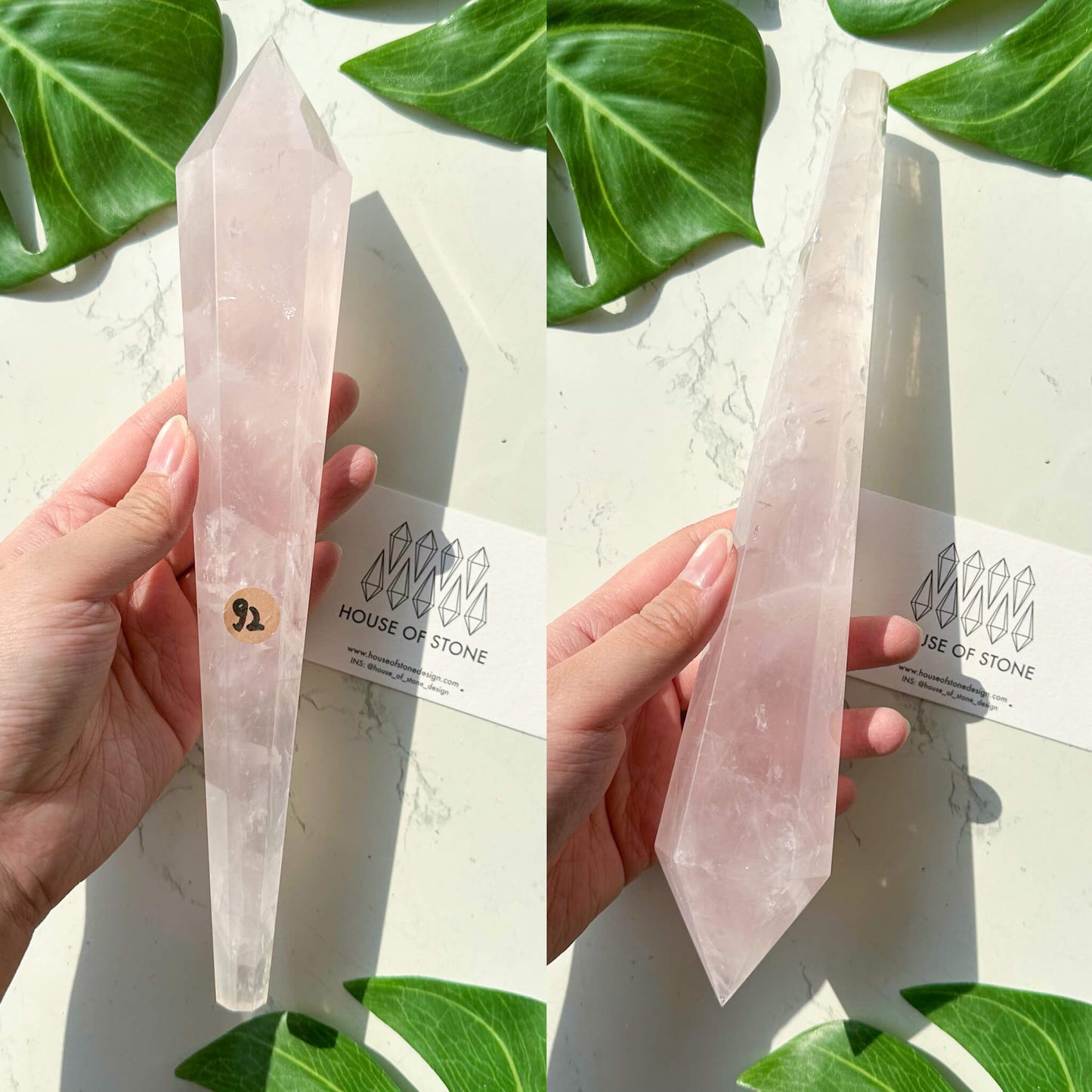 Natural Rose Quartz Wand/Rose Quartz Crystal Point Wand/Rose Quartz Crystal Handle/Rose Quartz Stem/Wedding Bouquet Handle/Heart Chakra Healing/AAA