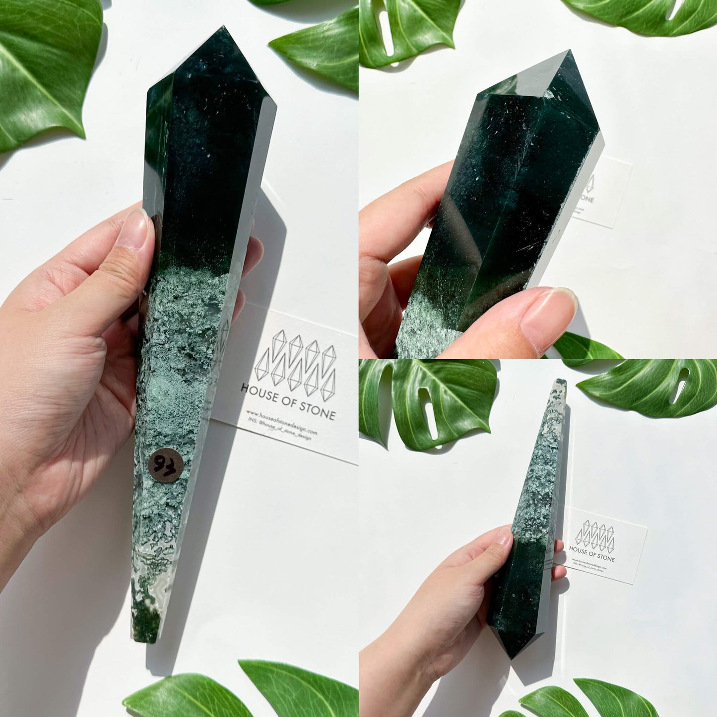 Natural Moss Agate Wand/Druzy Moss Agate Crystal Point Wand/Moss Agate Crystal Handle/Moss Agate Stem/Wedding Bouquet Handle/Heart Chakra Healing/AAA