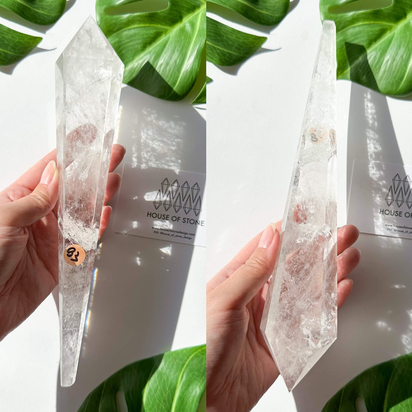 Natural Clear Quartz Point Wand/Clear Quartz Rainbow Crystal Wand/Clear Quartz Handle/Crystal Stem/Crown Chakra Healing/Meditation Tool/AAA