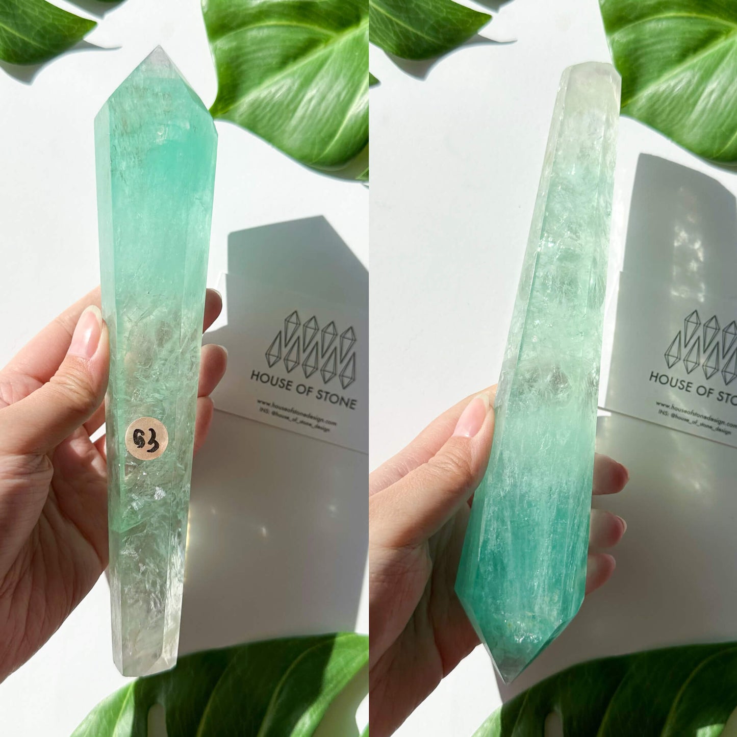 Large Rainbow Fluorite Wand/Natural Rainbow Green Fluorite Wand/Fluorite Point Wand/Crystal Wand/Fluorite Handle/Fluorite Stem/Heart Chakra Healing/AAA