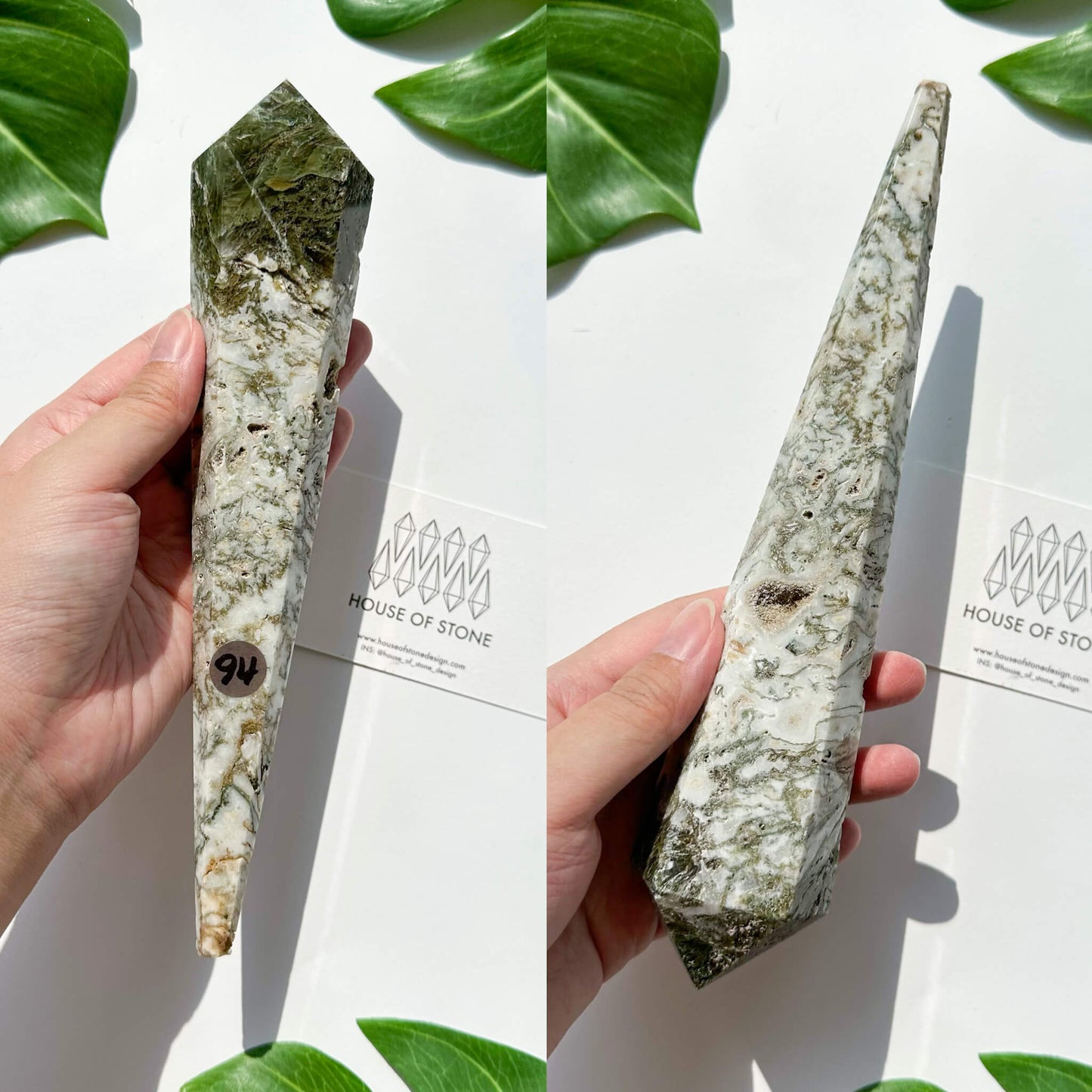 Natural Moss Agate Wand/Druzy Moss Agate Crystal Point Wand/Moss Agate Crystal Handle/Moss Agate Stem/Wedding Bouquet Handle/Heart Chakra Healing/AAA