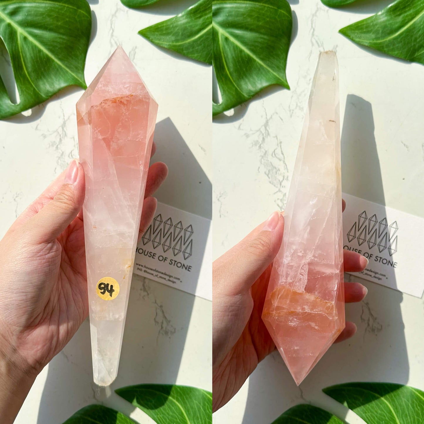 Natural Rose Quartz Wand/Rose Quartz Crystal Point Wand/Rose Quartz Crystal Handle/Rose Quartz Stem/Wedding Bouquet Handle/Heart Chakra Healing/AAA