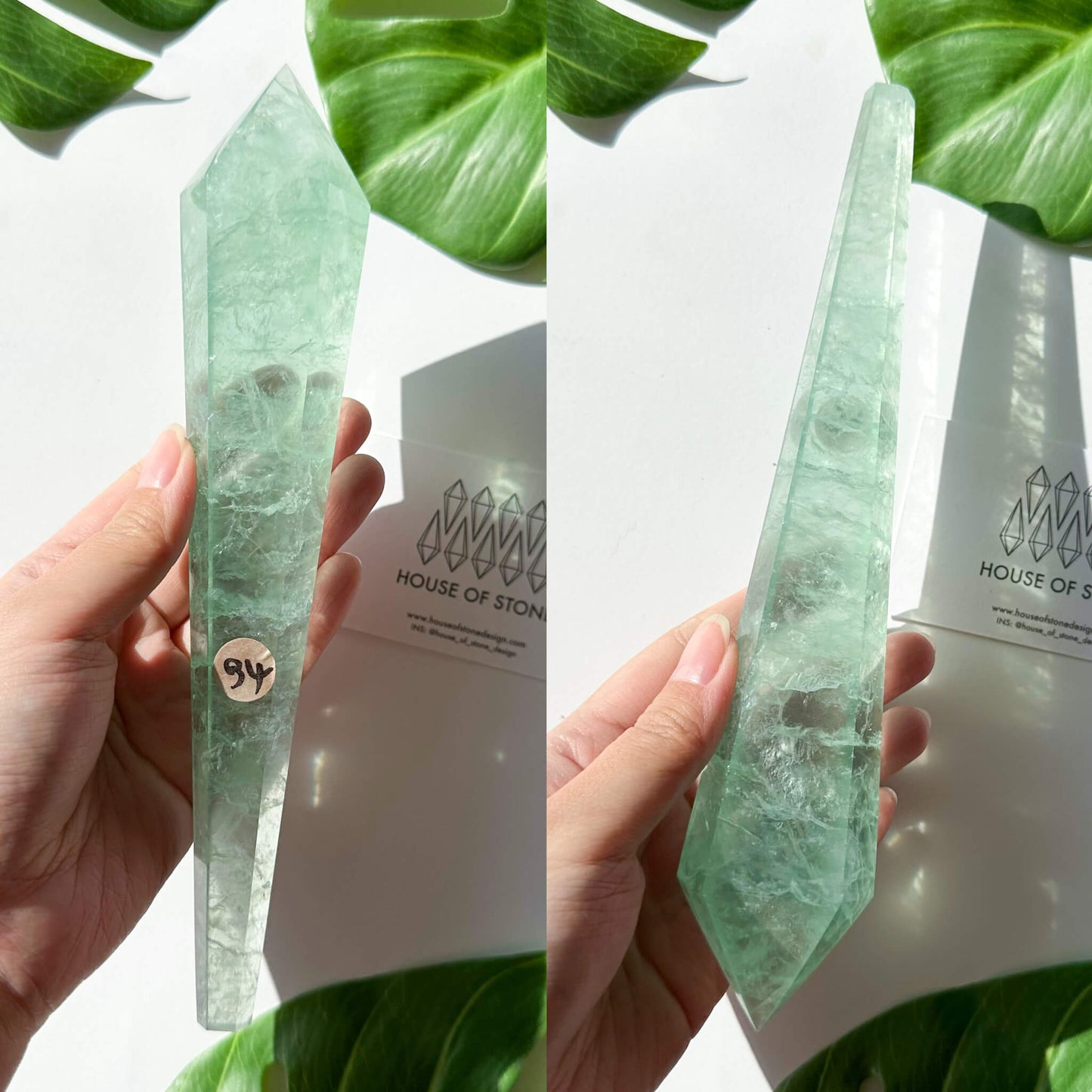 Large Rainbow Fluorite Wand/Natural Rainbow Green Fluorite Wand/Fluorite Point Wand/Crystal Wand/Fluorite Handle/Fluorite Stem/Heart Chakra Healing/AAA