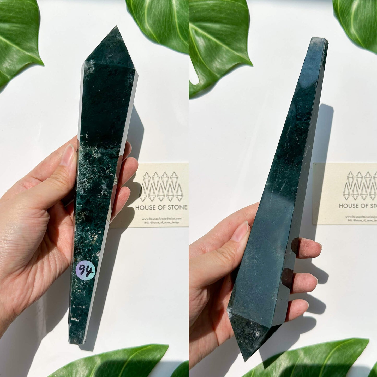 Natural Moss Agate Wand/Druzy Moss Agate Crystal Point Wand/Moss Agate Crystal Handle/Moss Agate Stem/Wedding Bouquet Handle/Heart Chakra Healing/AAA