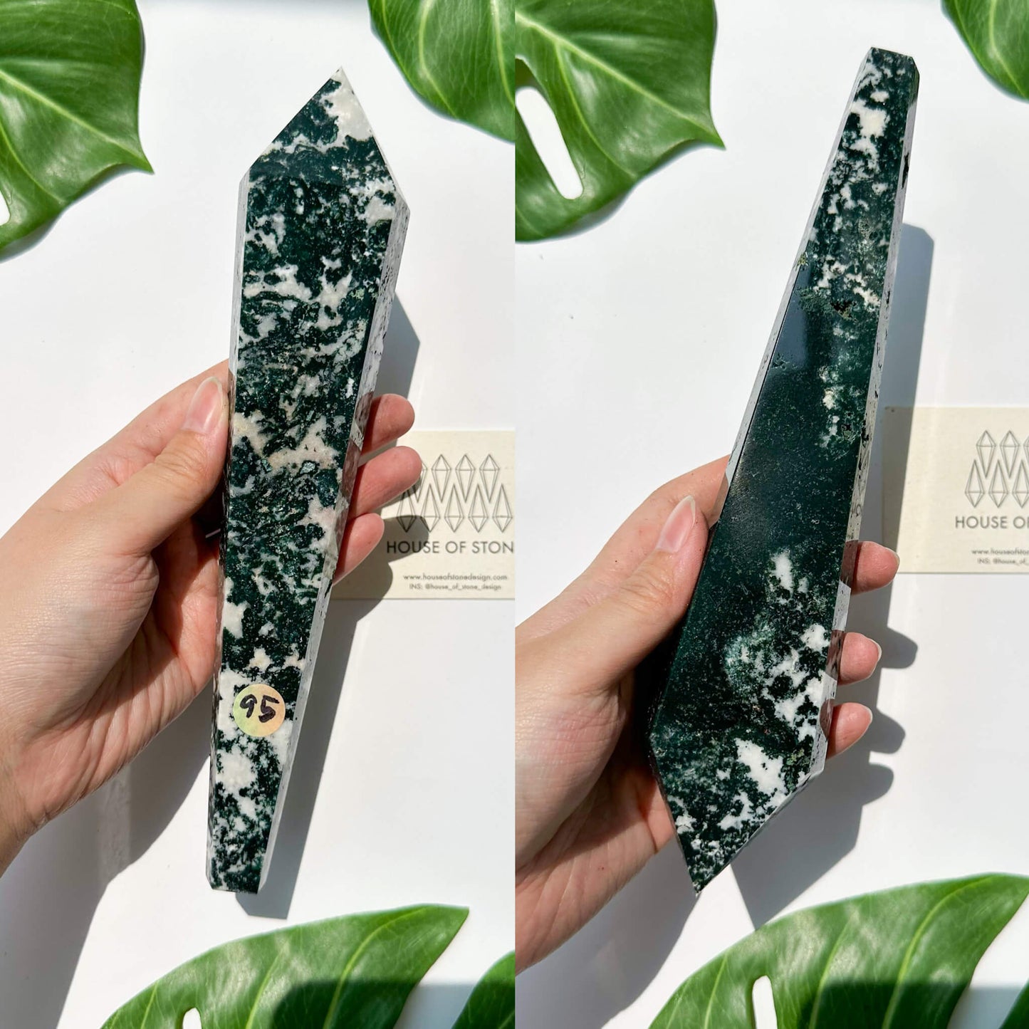 Natural Moss Agate Wand/Druzy Moss Agate Crystal Point Wand/Moss Agate Crystal Handle/Moss Agate Stem/Wedding Bouquet Handle/Heart Chakra Healing/AAA
