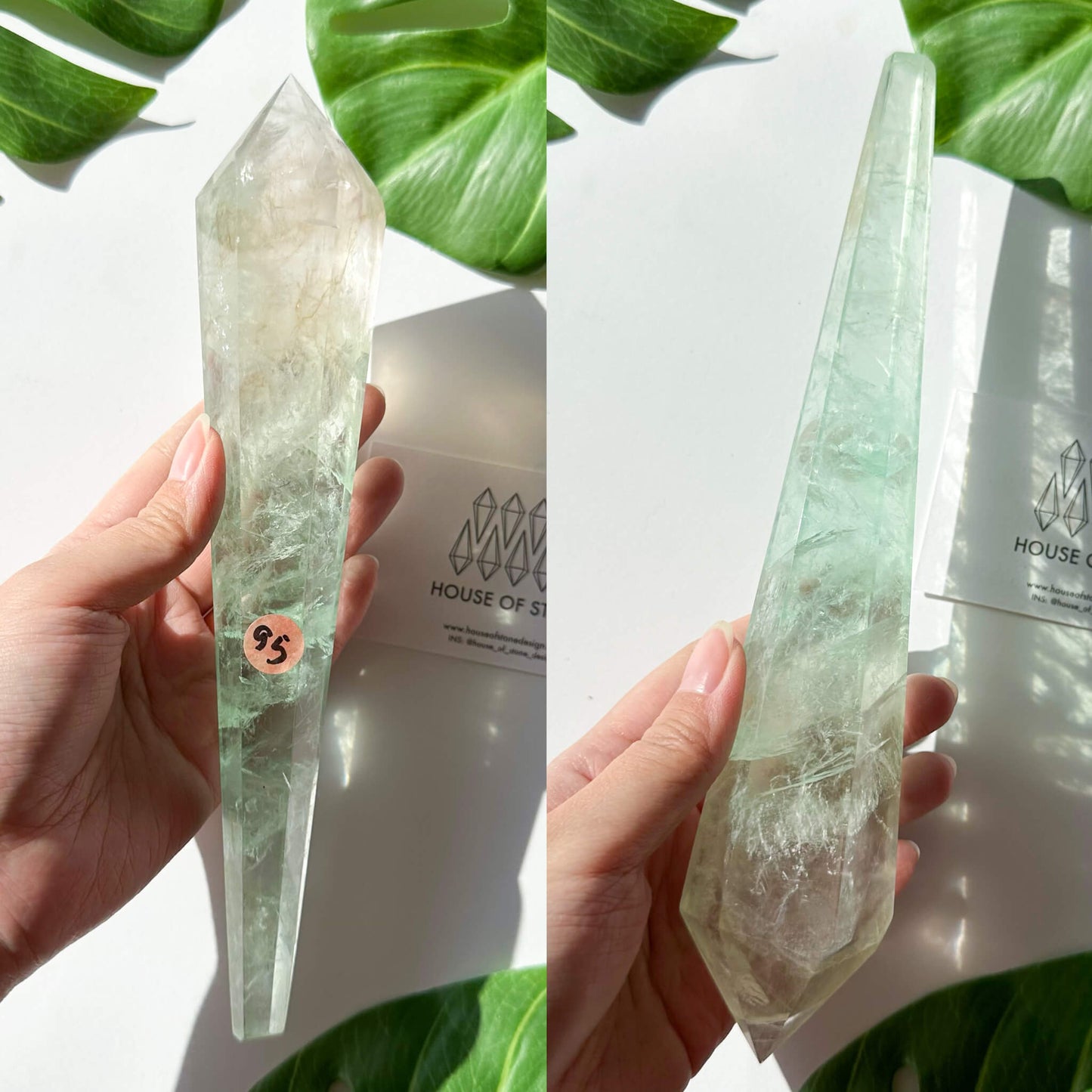 Large Rainbow Fluorite Wand/Natural Rainbow Green Fluorite Wand/Fluorite Point Wand/Crystal Wand/Fluorite Handle/Fluorite Stem/Heart Chakra Healing/AAA