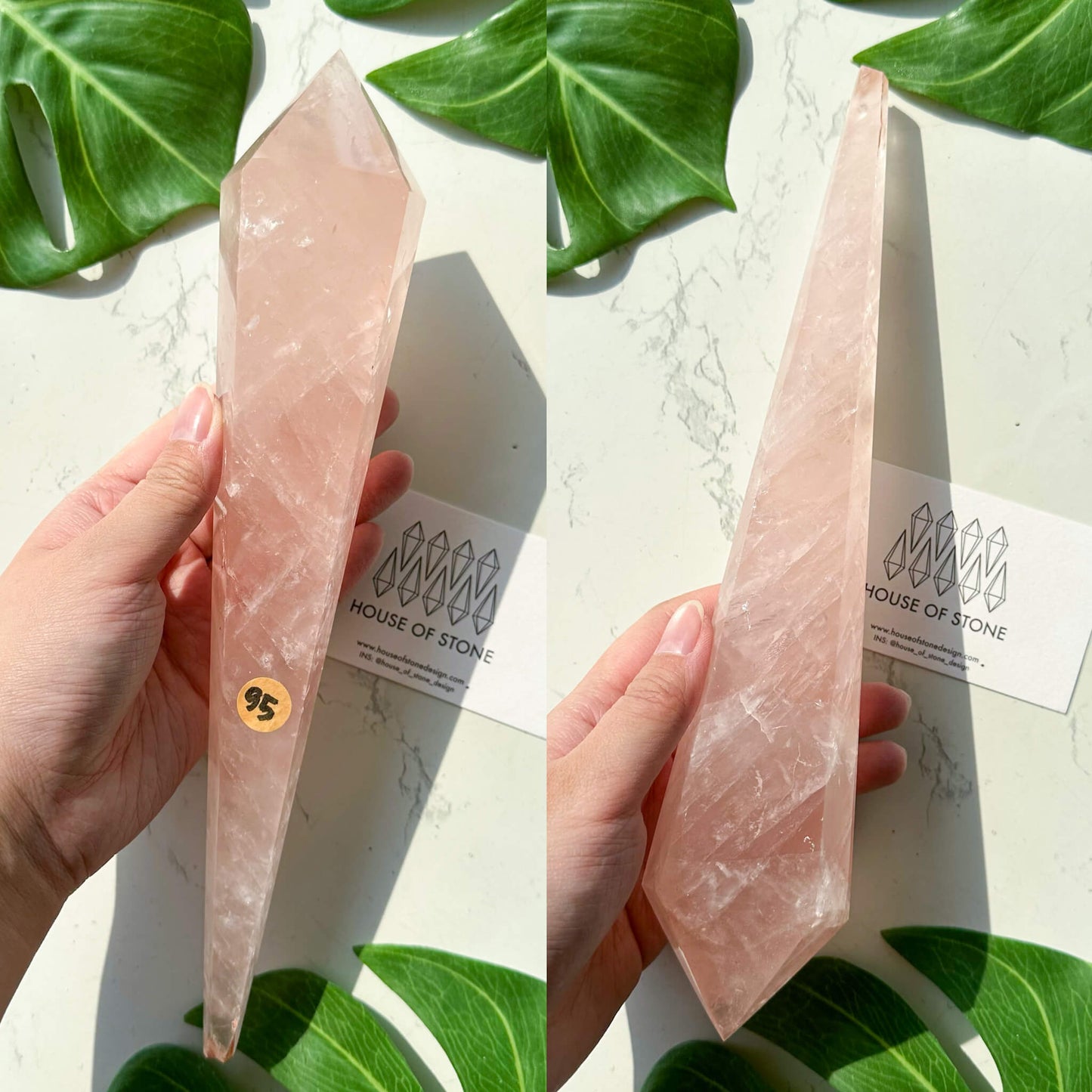 Natural Rose Quartz Wand/Rose Quartz Crystal Point Wand/Rose Quartz Crystal Handle/Rose Quartz Stem/Wedding Bouquet Handle/Heart Chakra Healing/AAA