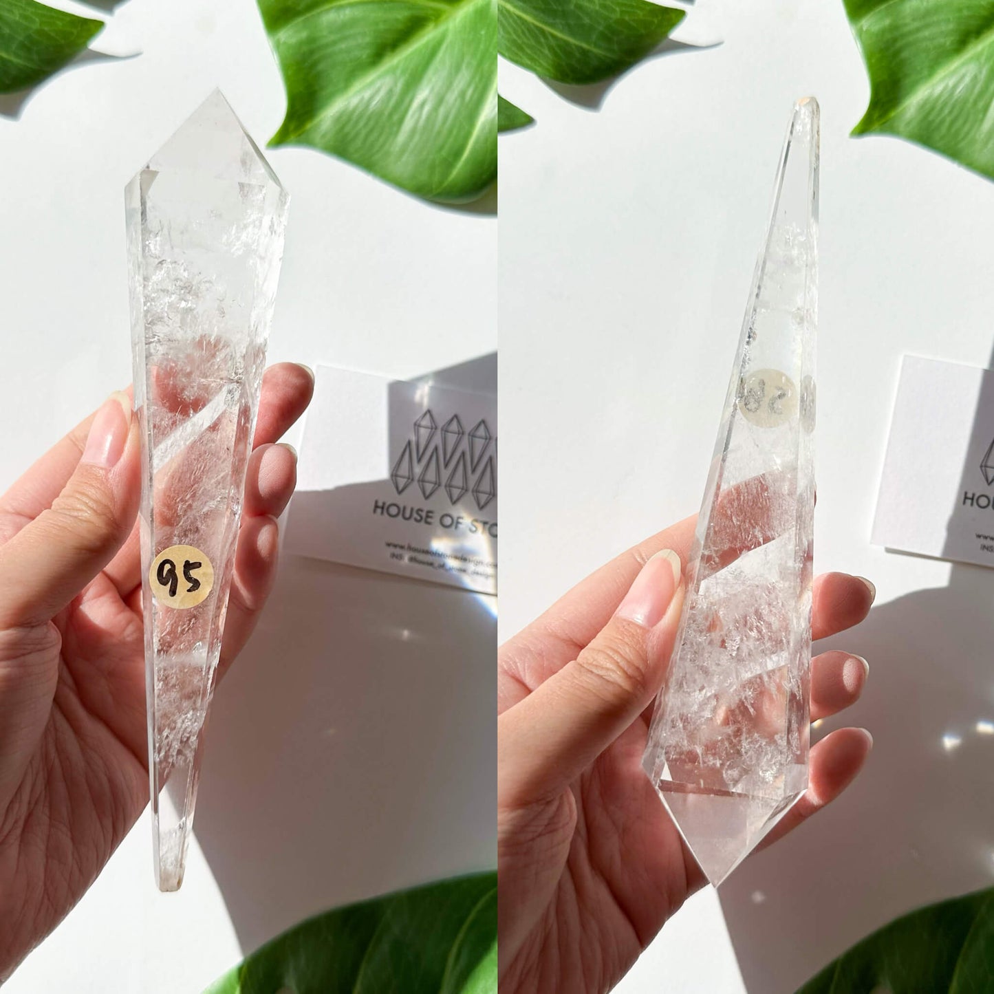 Natural Clear Quartz Point Wand/Clear Quartz Rainbow Crystal Wand/Clear Quartz Handle/Crystal Stem/Crown Chakra Healing/Meditation Tool/AAA