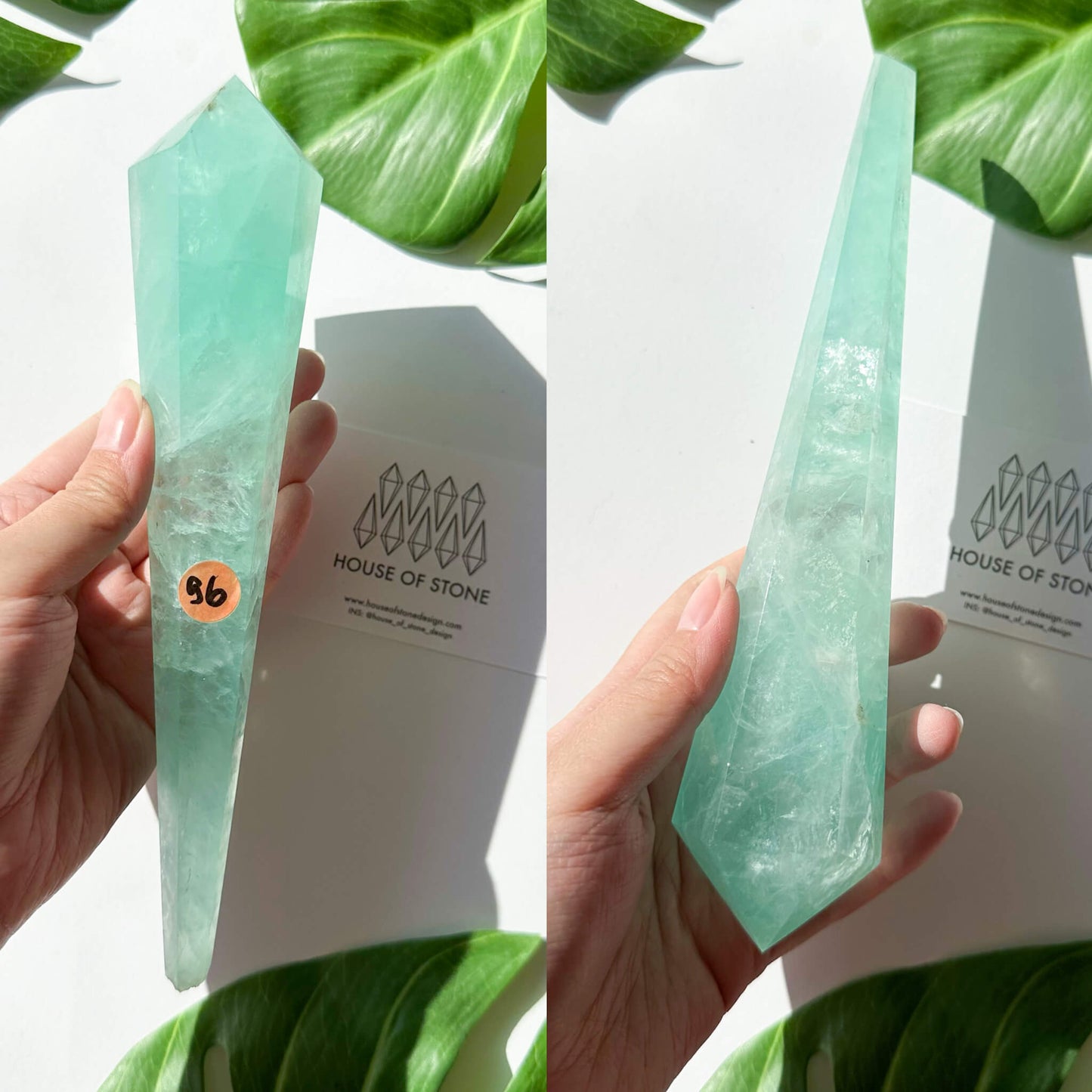 Large Rainbow Fluorite Wand/Natural Rainbow Green Fluorite Wand/Fluorite Point Wand/Crystal Wand/Fluorite Handle/Fluorite Stem/Heart Chakra Healing/AAA