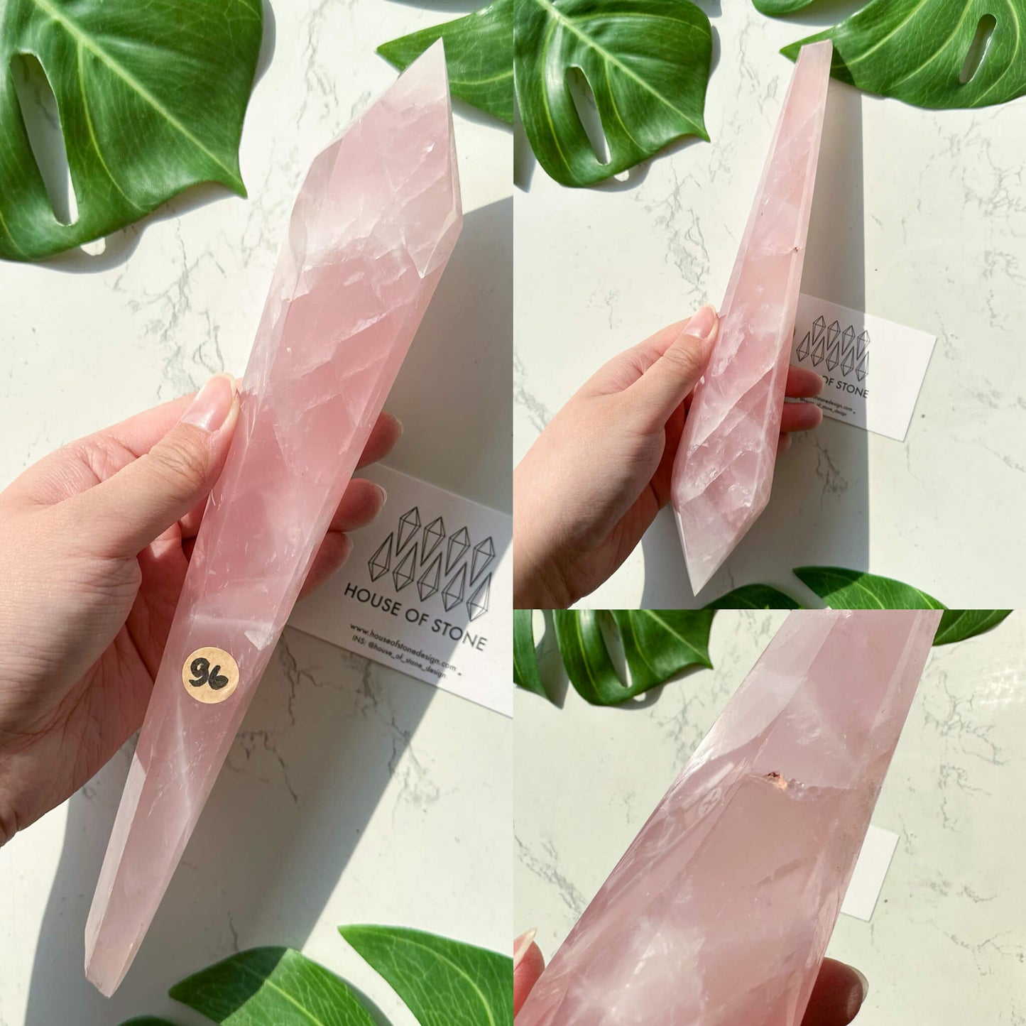 Natural Rose Quartz Wand/Rose Quartz Crystal Point Wand/Rose Quartz Crystal Handle/Rose Quartz Stem/Wedding Bouquet Handle/Heart Chakra Healing/AAA