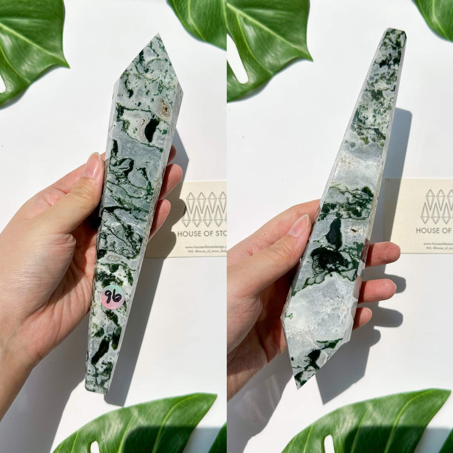 Natural Moss Agate Wand/Druzy Moss Agate Crystal Point Wand/Moss Agate Crystal Handle/Moss Agate Stem/Wedding Bouquet Handle/Heart Chakra Healing/AAA