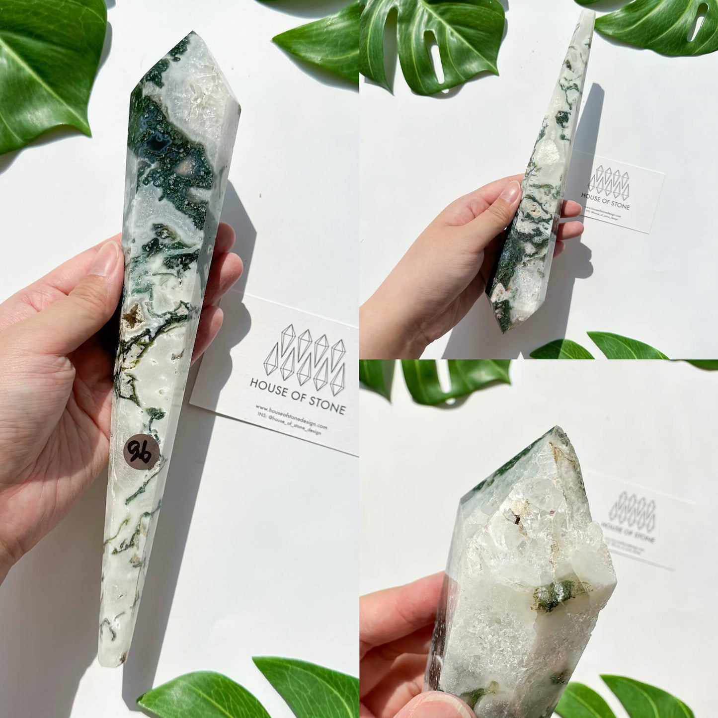 Natural Moss Agate Wand/Druzy Moss Agate Crystal Point Wand/Moss Agate Crystal Handle/Moss Agate Stem/Wedding Bouquet Handle/Heart Chakra Healing/AAA