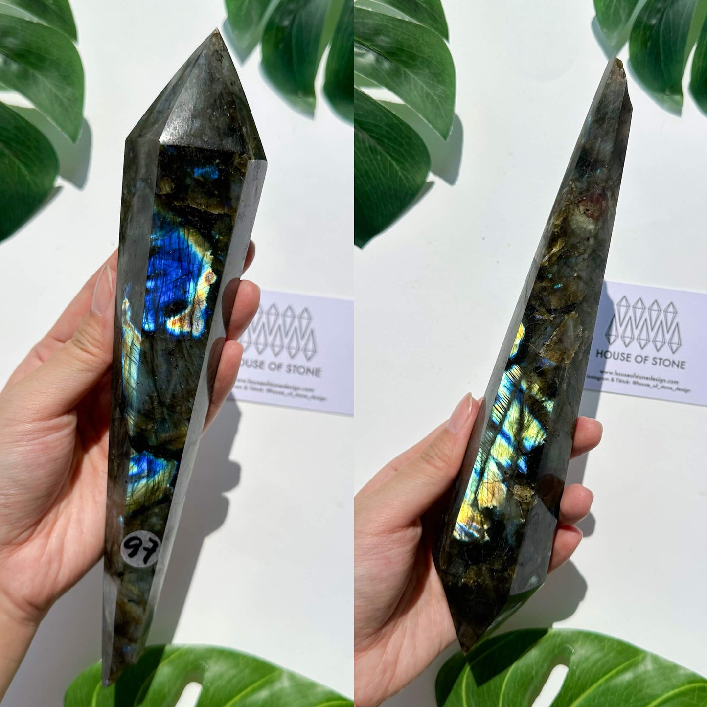 Natural Labradorite Wand/Rainbow Labradorite Crystal Point Wand/Labradorite Crystal Handle/Labradorite Stem/Wedding Bouquet Handle/Chakra Healing/AAA